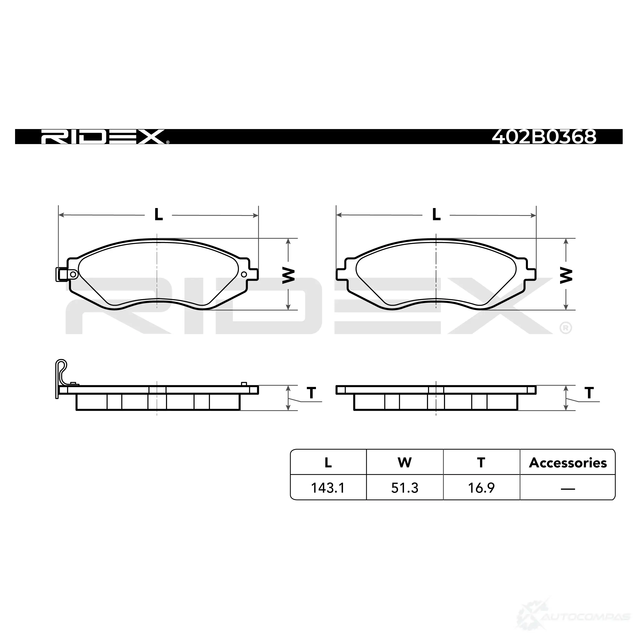Тормозные колодки, комплект RIDEX 402b0368 QRTA 7 1437658748 изображение 2