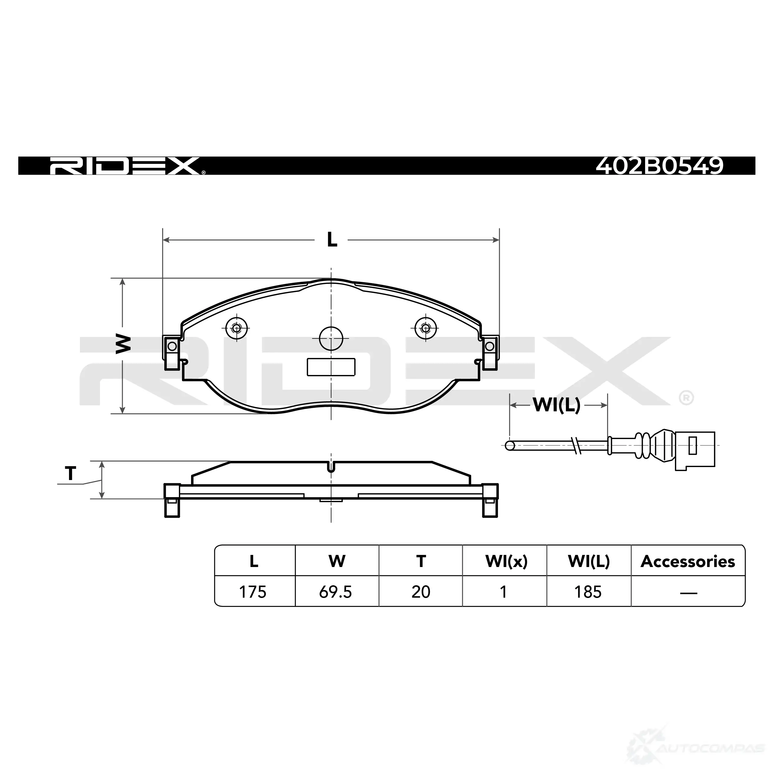 Тормозные колодки, комплект RIDEX 35 XKX 1437659630 402b0549 изображение 3