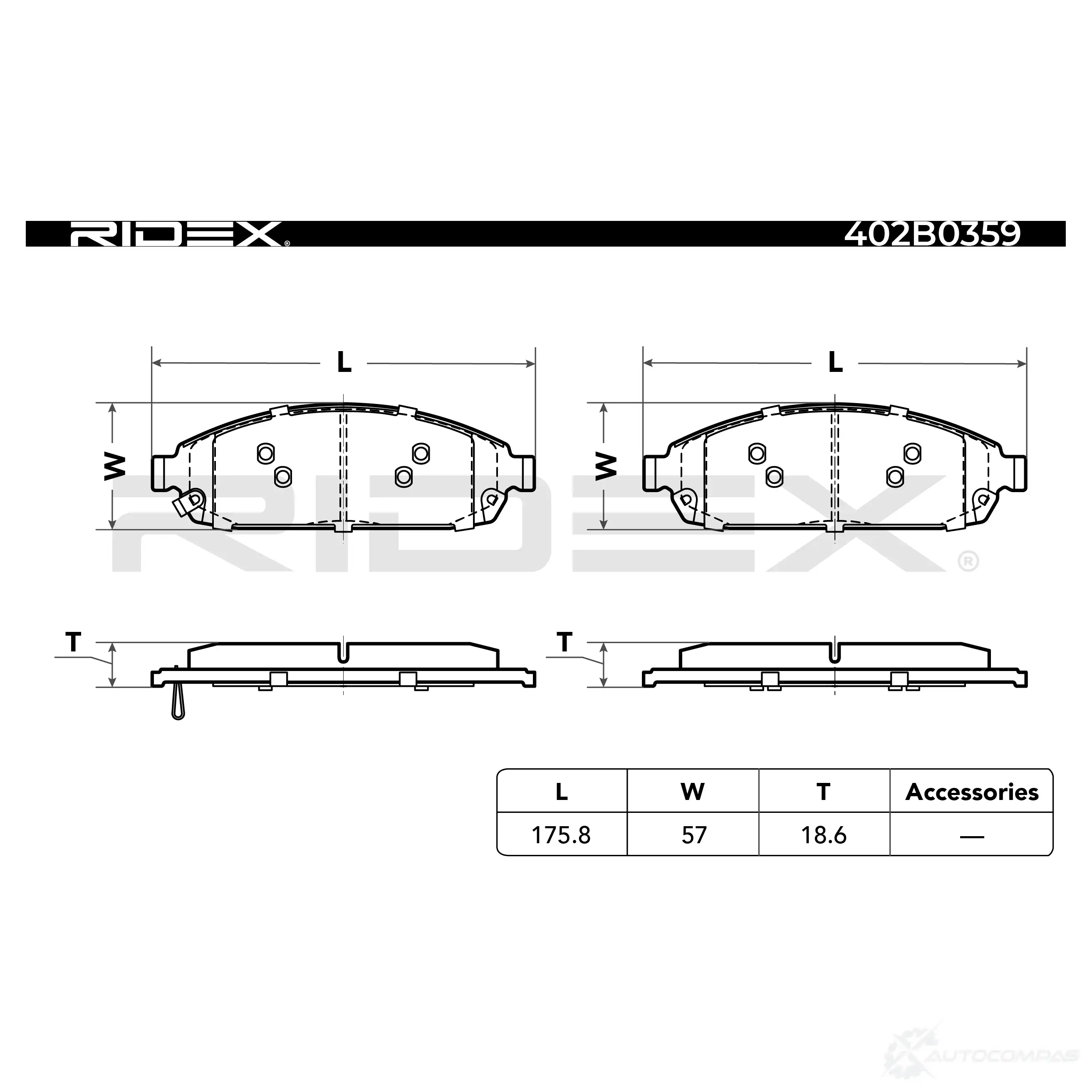 Тормозные колодки, комплект RIDEX 402b0359 VWA FHC 1437659405 изображение 2
