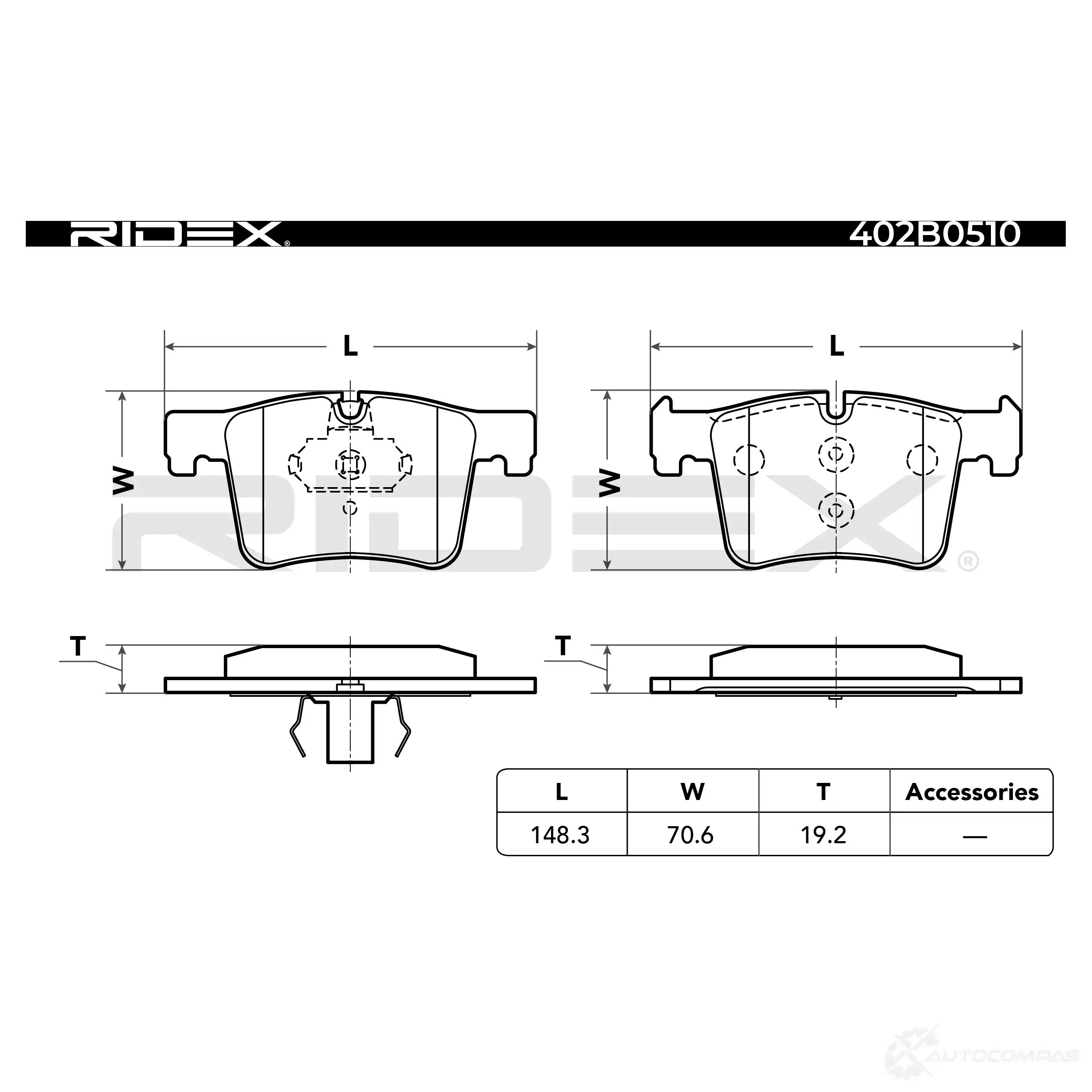 Тормозные колодки, комплект RIDEX 1437660554 0 5PX6 402b0510 изображение 4