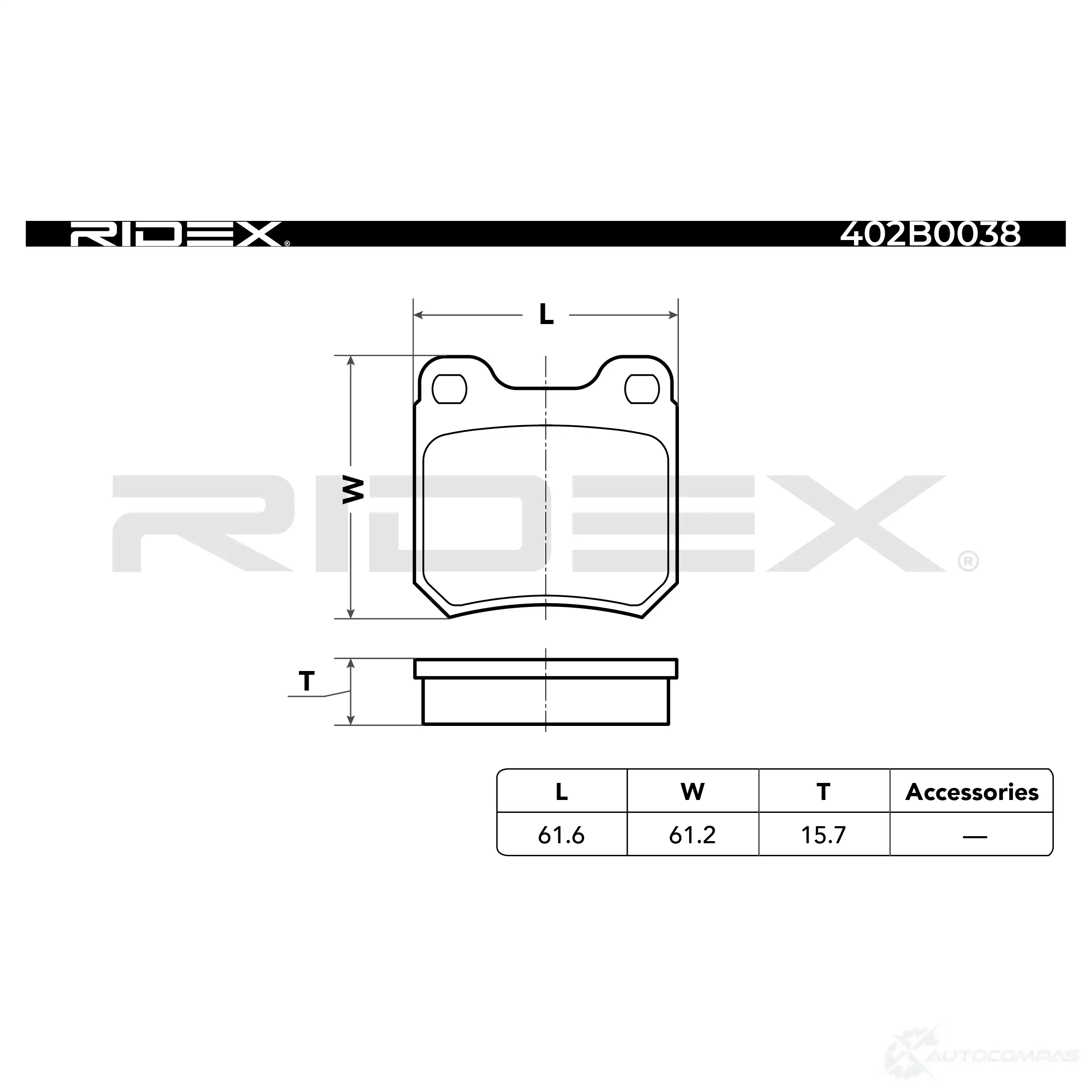 Тормозные колодки, комплект RIDEX 402b0038 1437648602 SLQ4N MR изображение 4