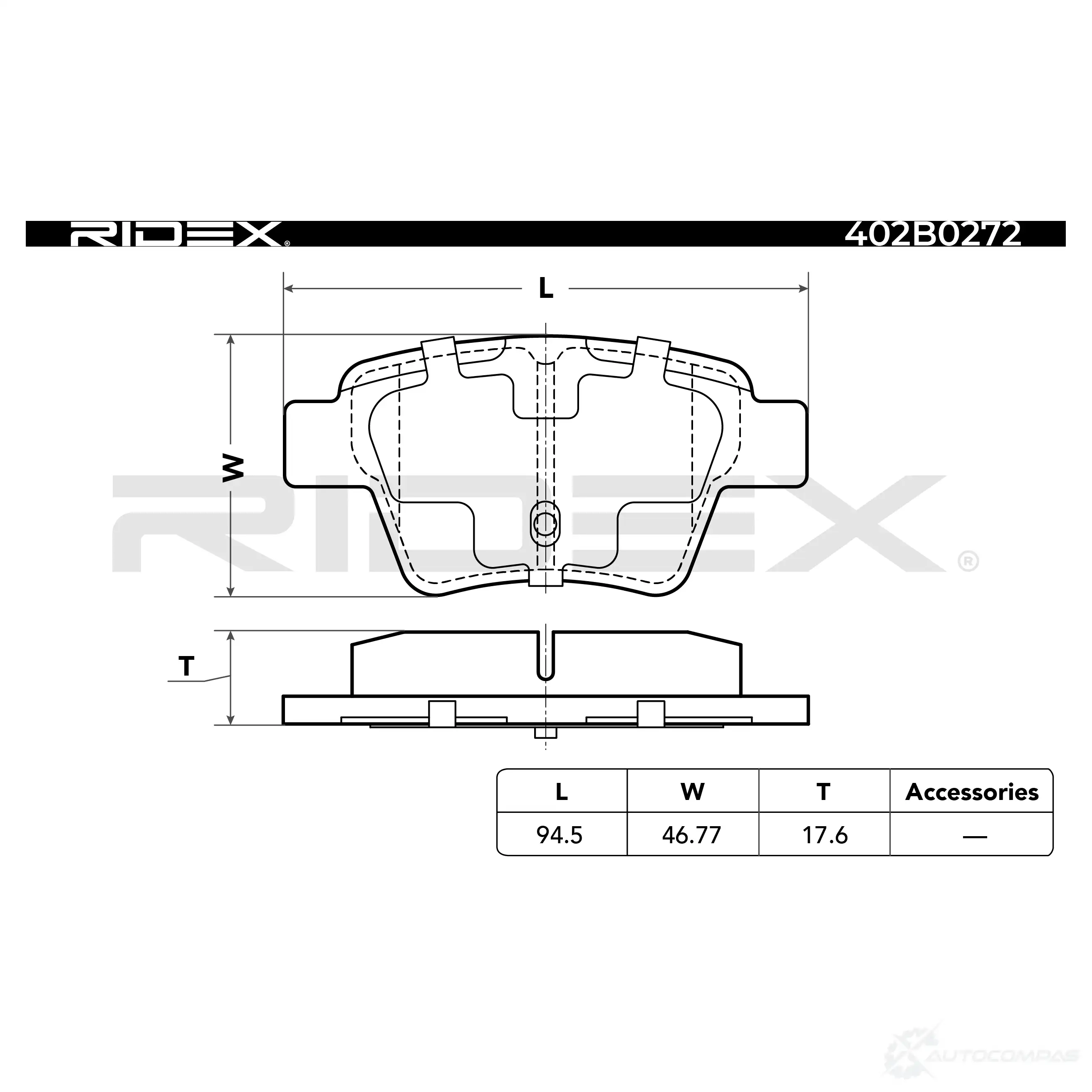 Тормозные колодки, комплект RIDEX 1437651380 402b0272 C S78NM изображение 3