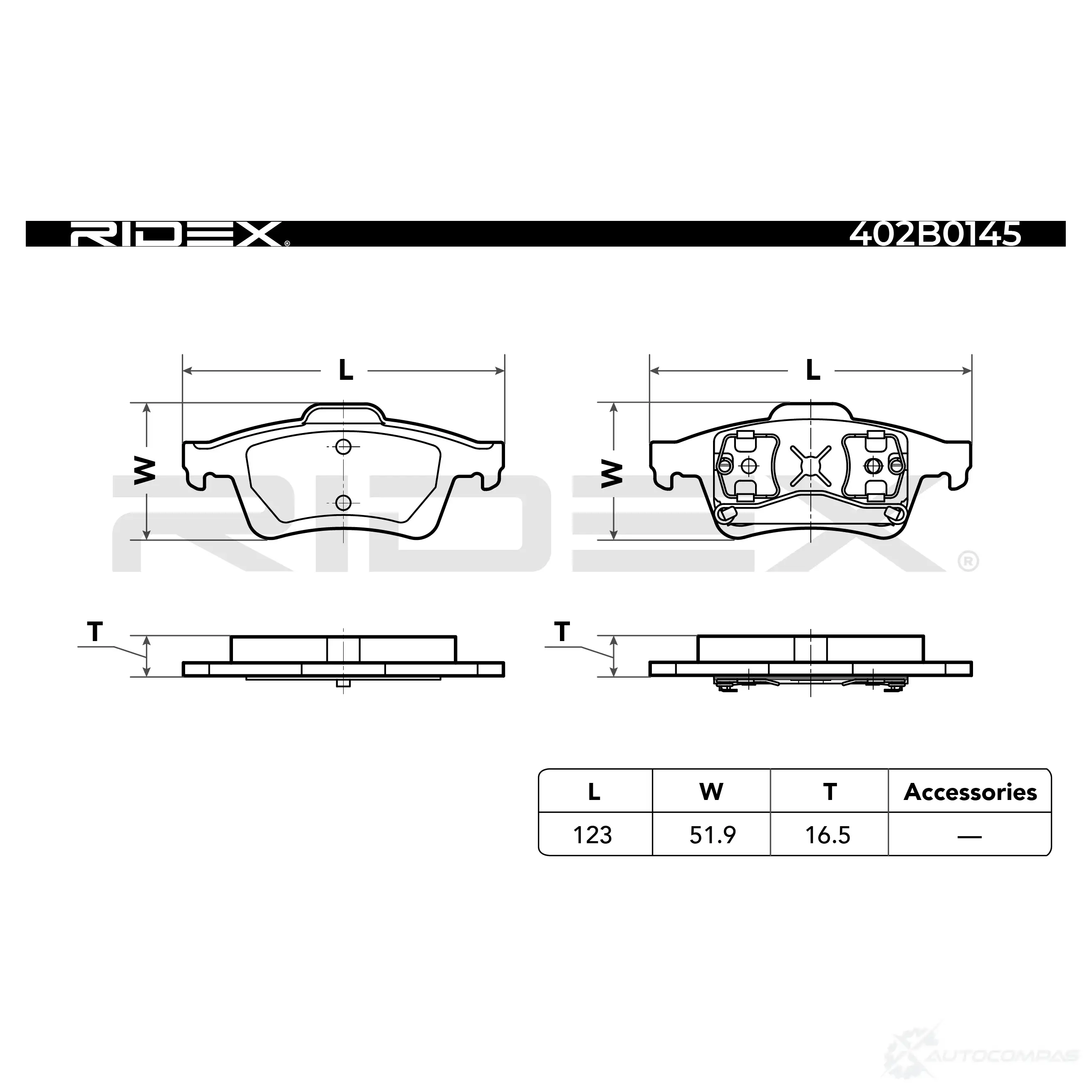 Тормозные колодки, комплект RIDEX KT 34SP 402b0145 1437650008 изображение 4