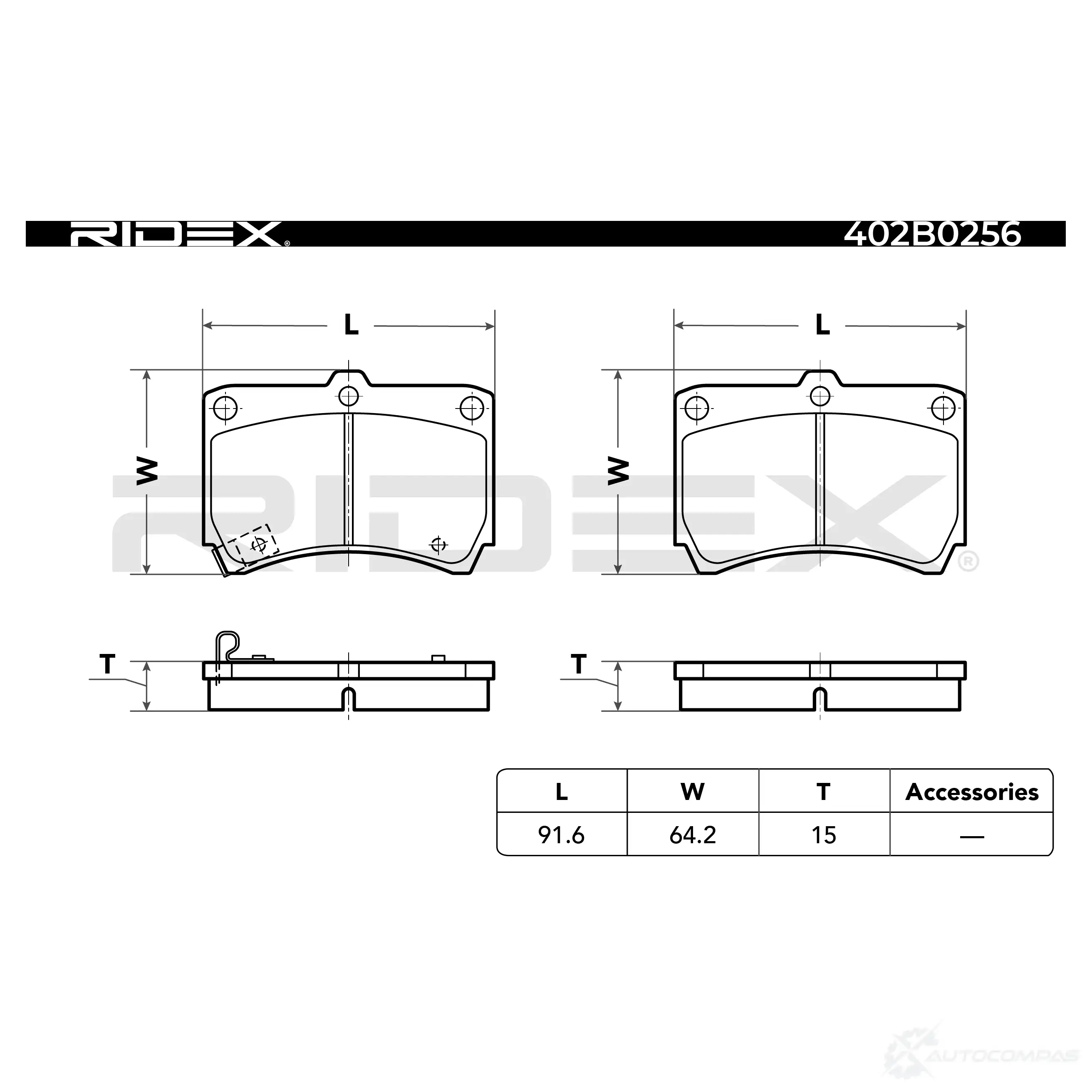 Тормозные колодки, комплект RIDEX 1437649682 QJ 176 402b0256 изображение 3