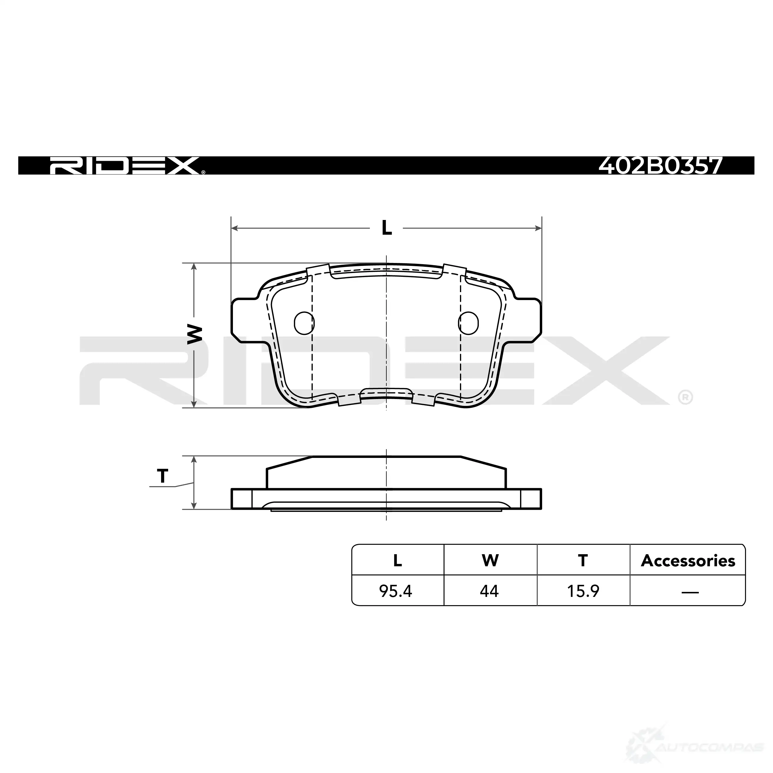 Тормозные колодки, комплект RIDEX 1437659268 U087QR 0 402b0357 изображение 2