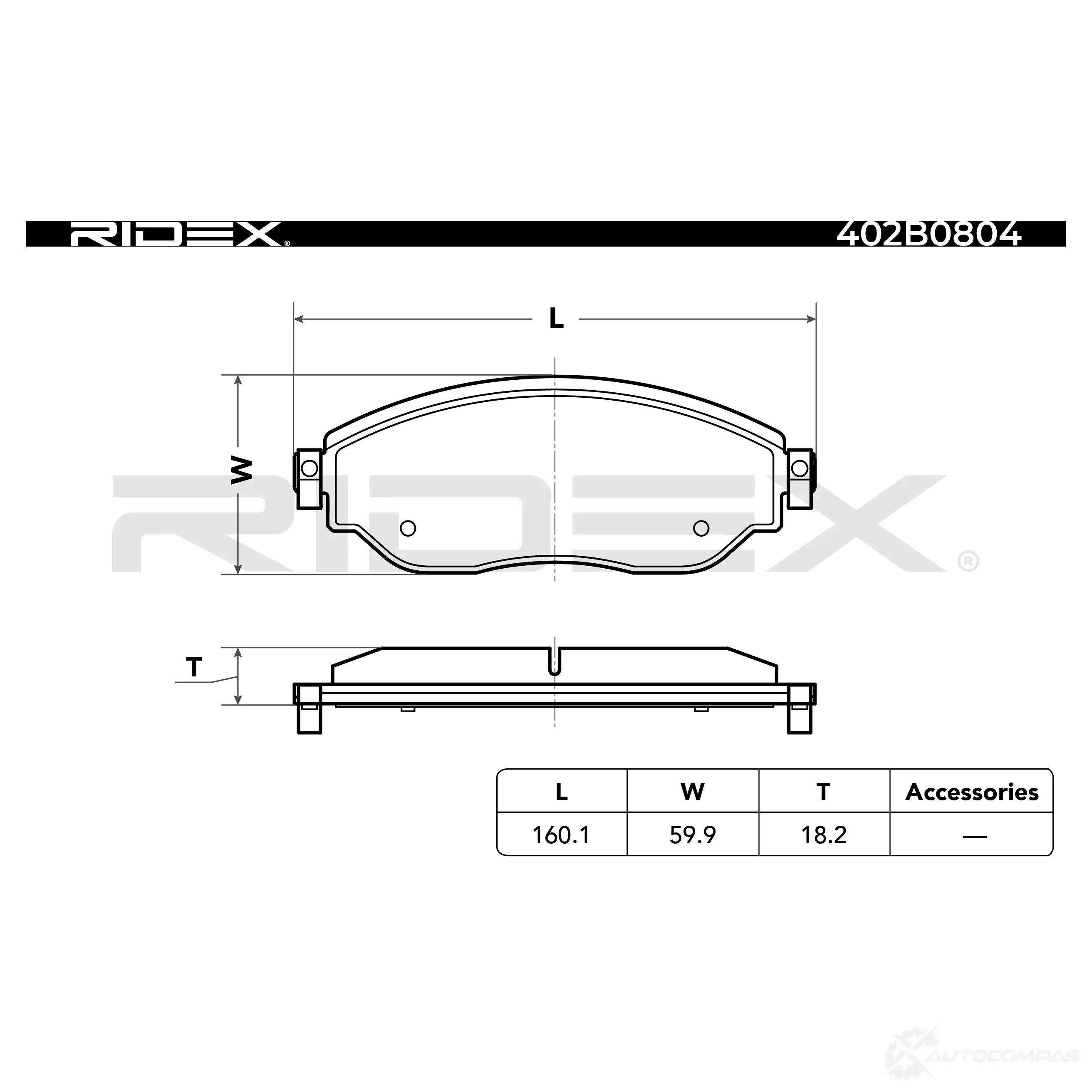 Тормозные колодки, комплект RIDEX 26W OM2N 1437660254 402b0804 изображение 2