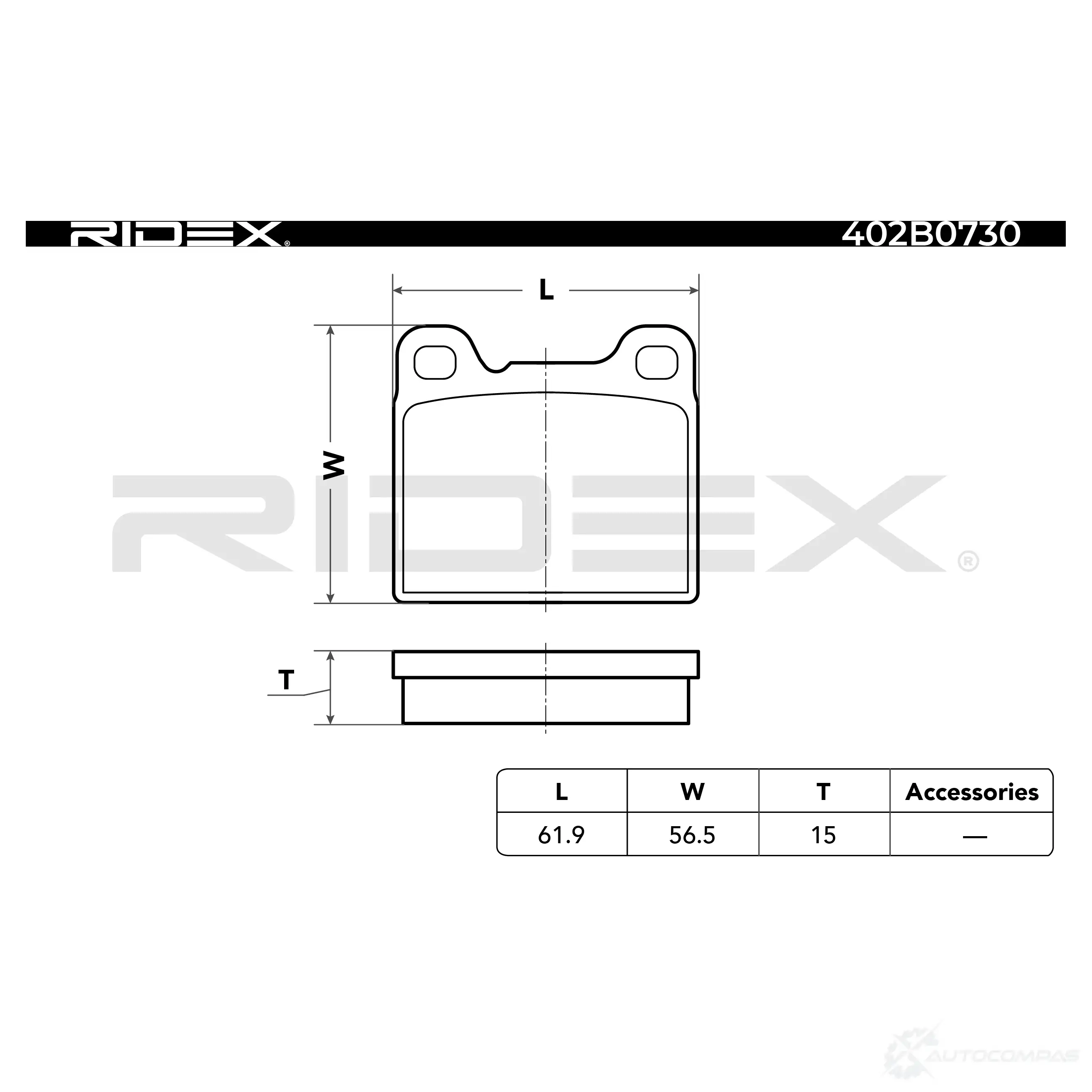 Тормозные колодки, комплект RIDEX B 7UVLM 1437648612 402b0730 изображение 3