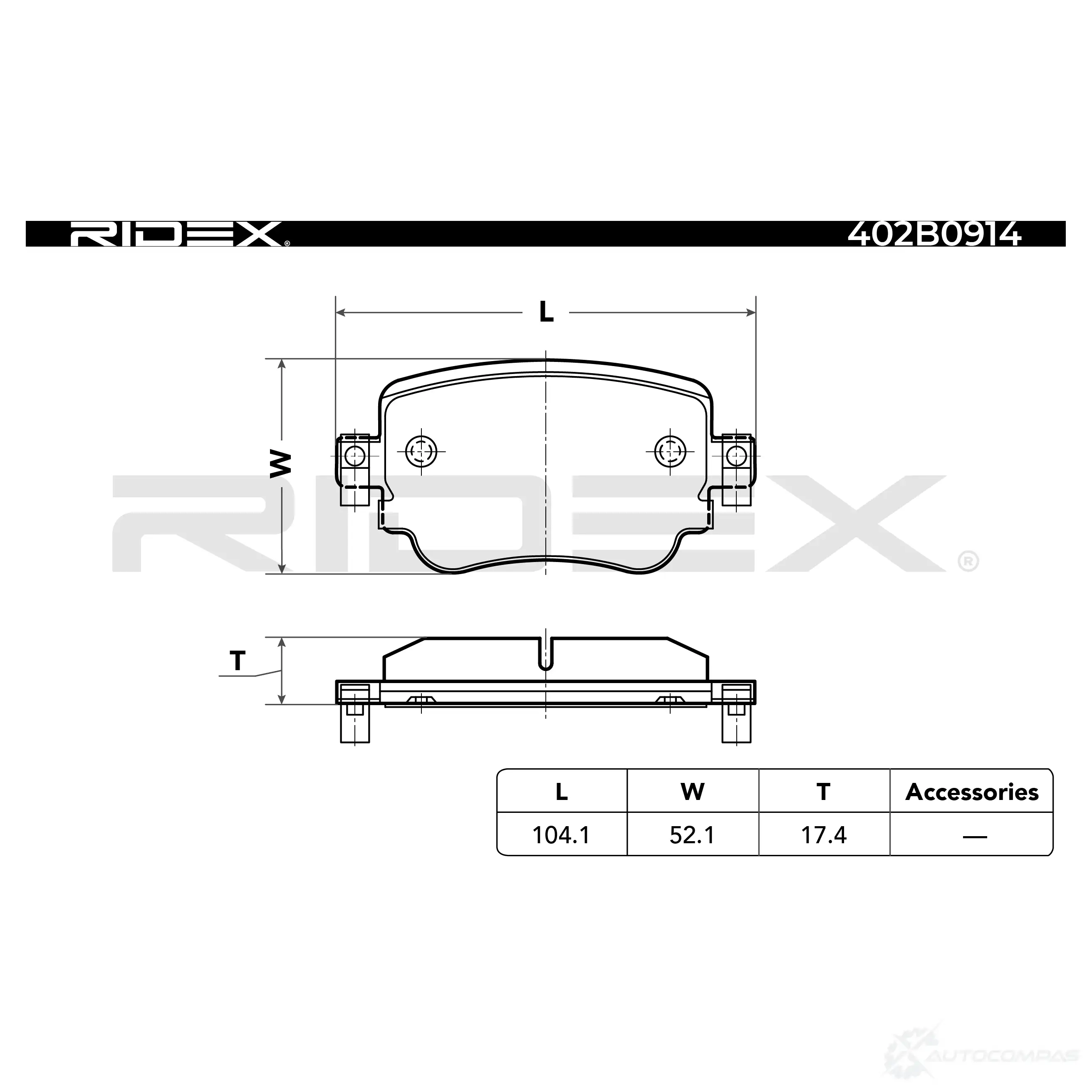 Тормозные колодки, комплект RIDEX JTK U5N 1437659406 402b0914 изображение 2