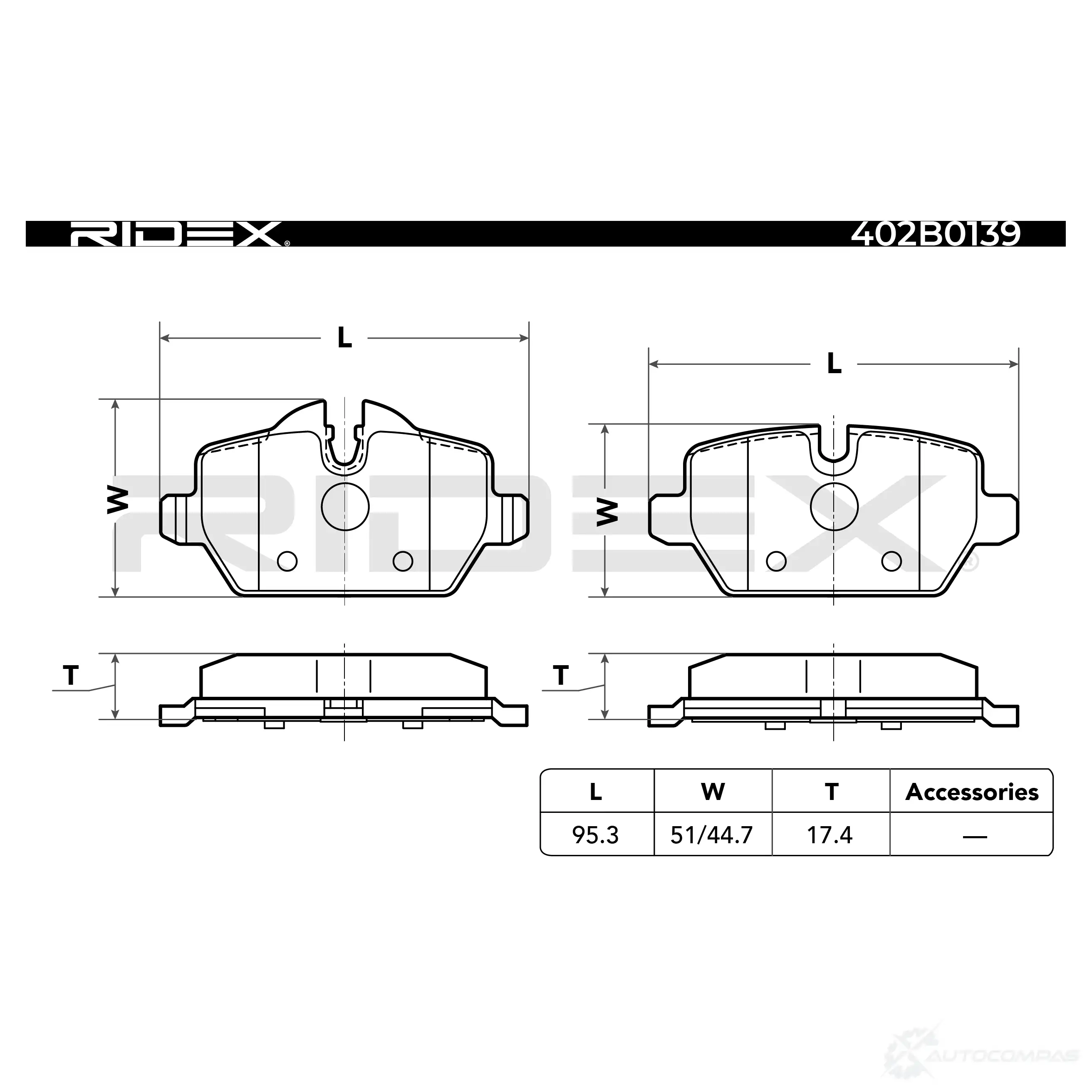 Тормозные колодки, комплект RIDEX 1437657568 402b0139 S2VN AG изображение 3