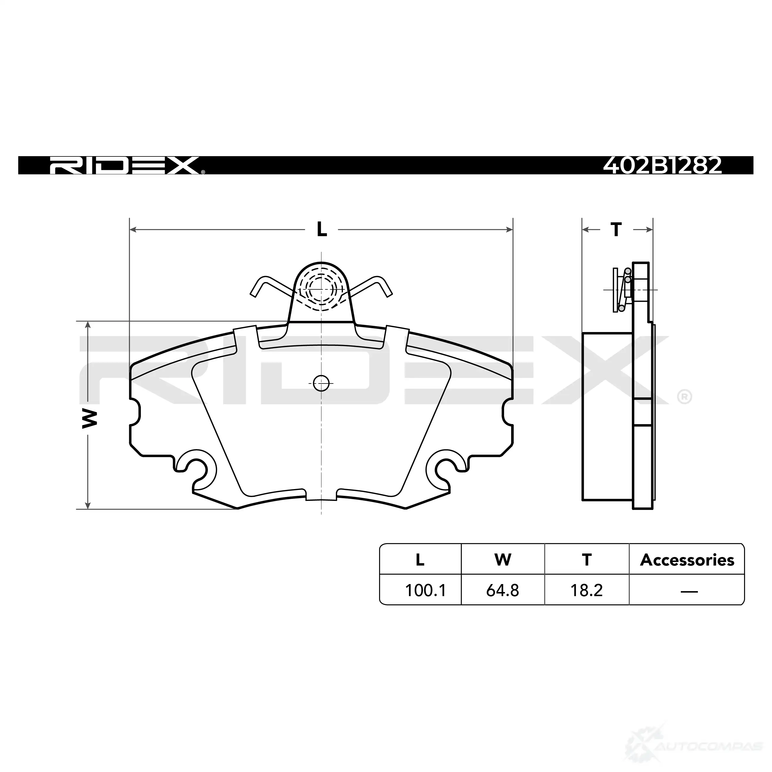 Тормозные колодки, комплект RIDEX 1437658045 402b1282 MB TOU1 изображение 3