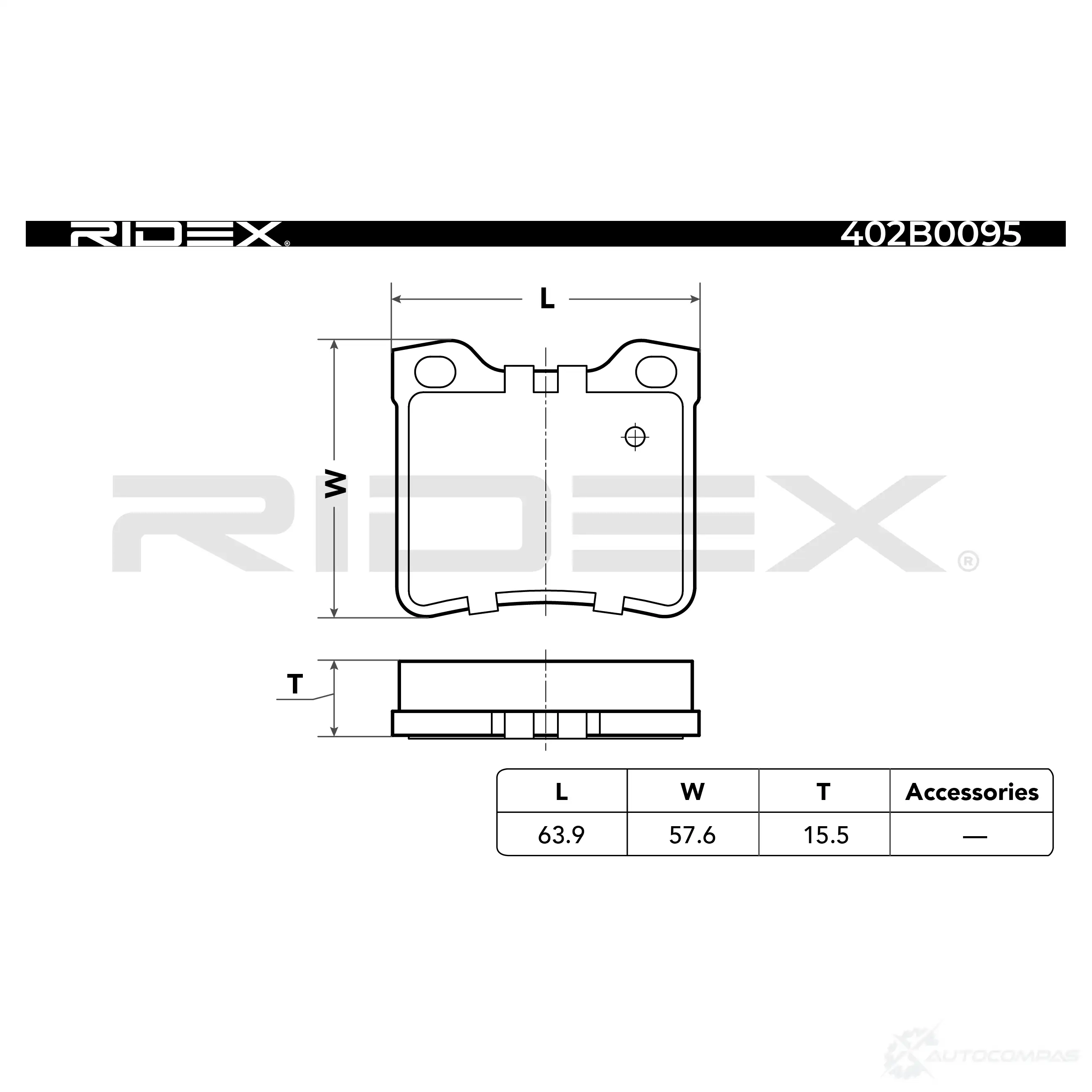 Тормозные колодки, комплект RIDEX 402b0095 QTLC 4 1437659224 изображение 3