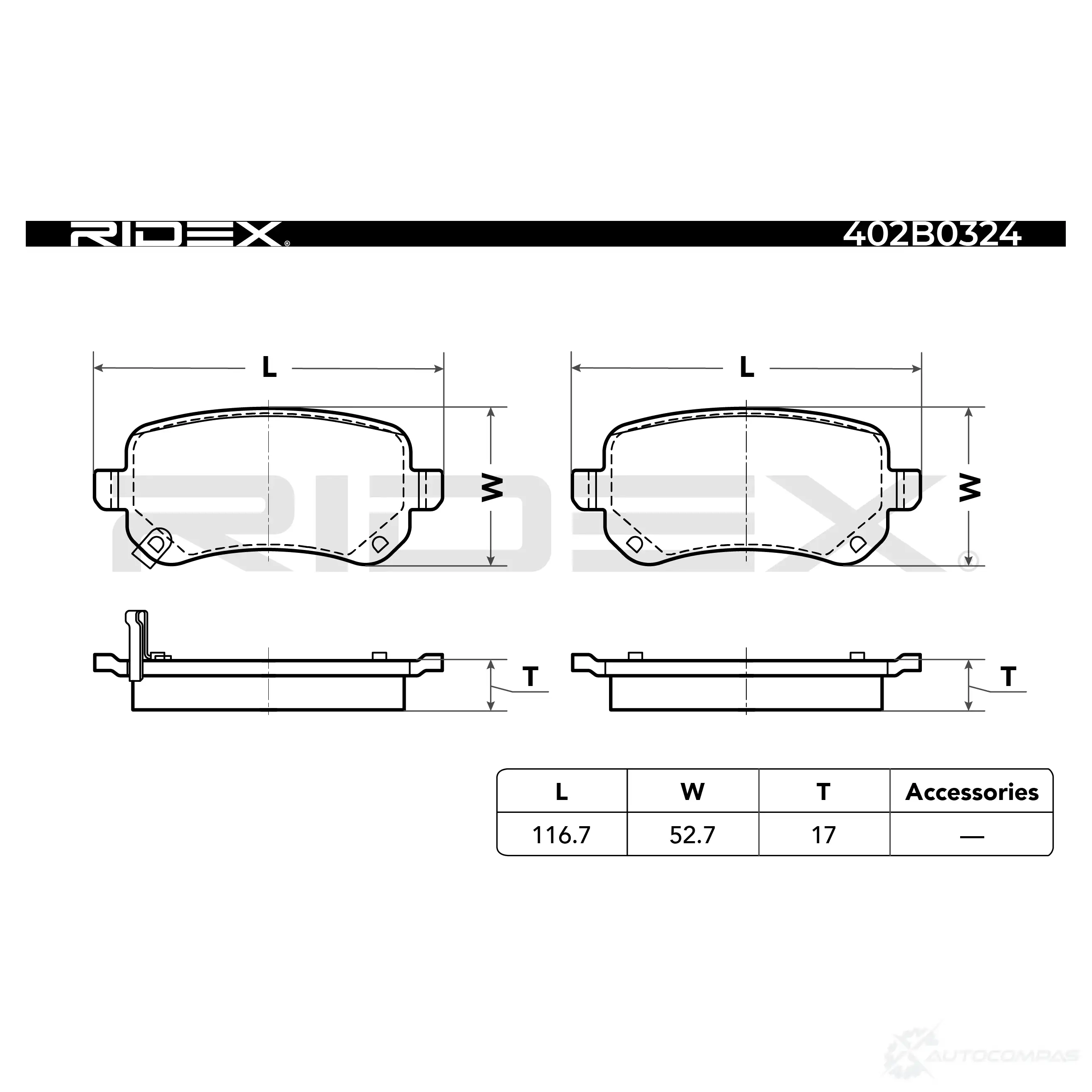 Тормозные колодки, комплект RIDEX OYOP8 Q4 402b0324 1437684719 изображение 2