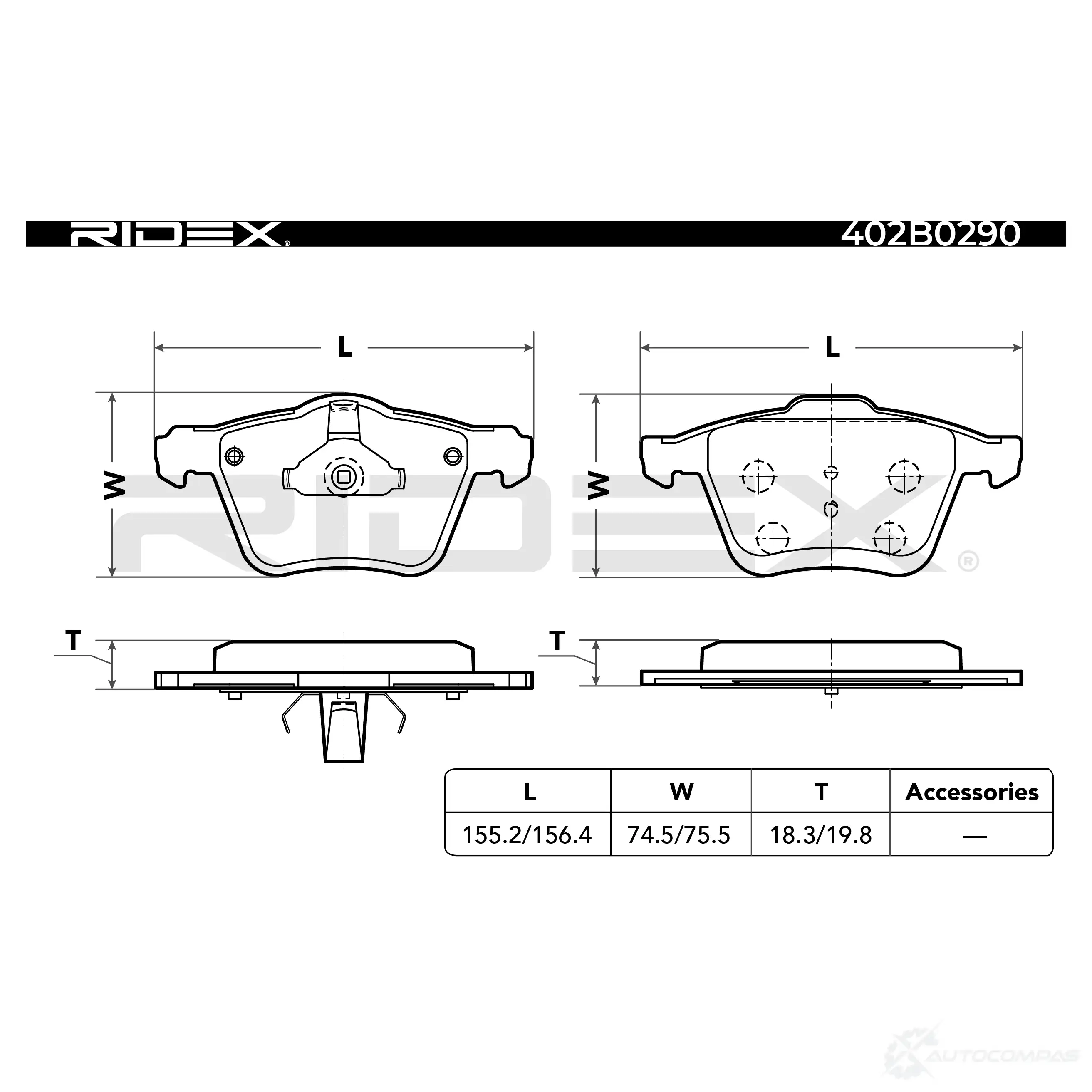 Тормозные колодки, комплект RIDEX EAS1 7A 402b0290 1437660056 изображение 2