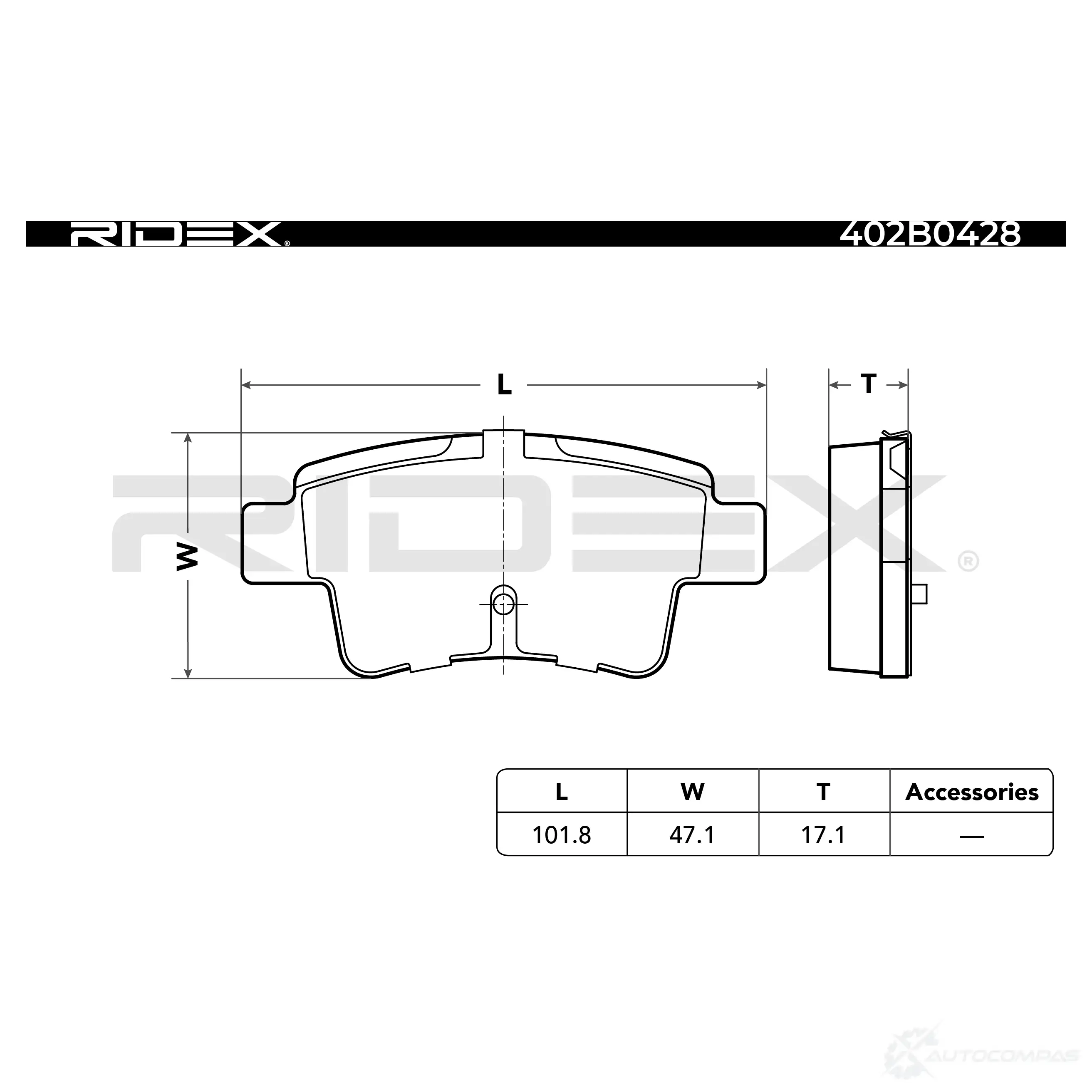 Тормозные колодки, комплект RIDEX 402b0428 LGZB 0 1437657626 изображение 2