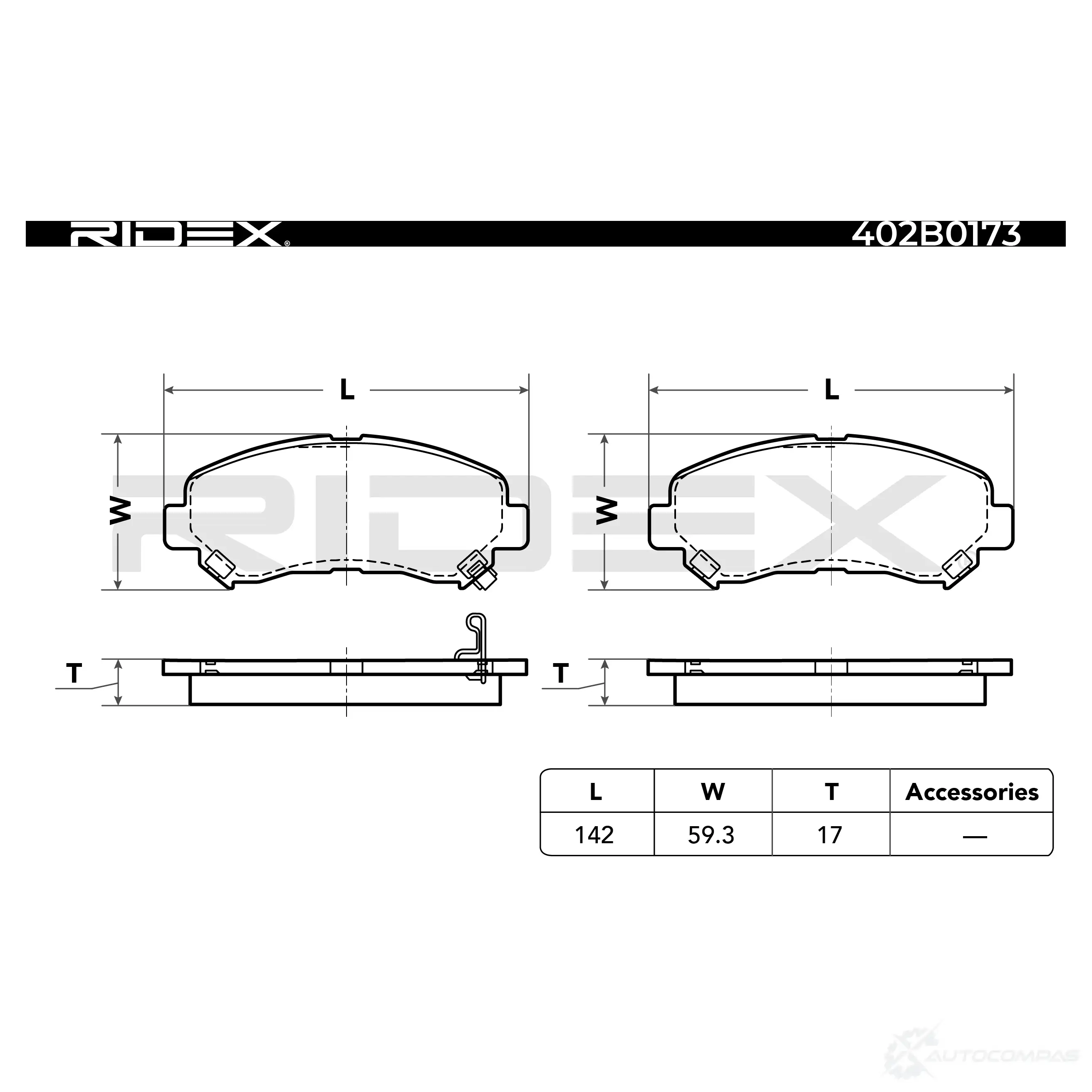 Тормозные колодки, комплект RIDEX 402b0173 RAWI 0Y 1437659778 изображение 4