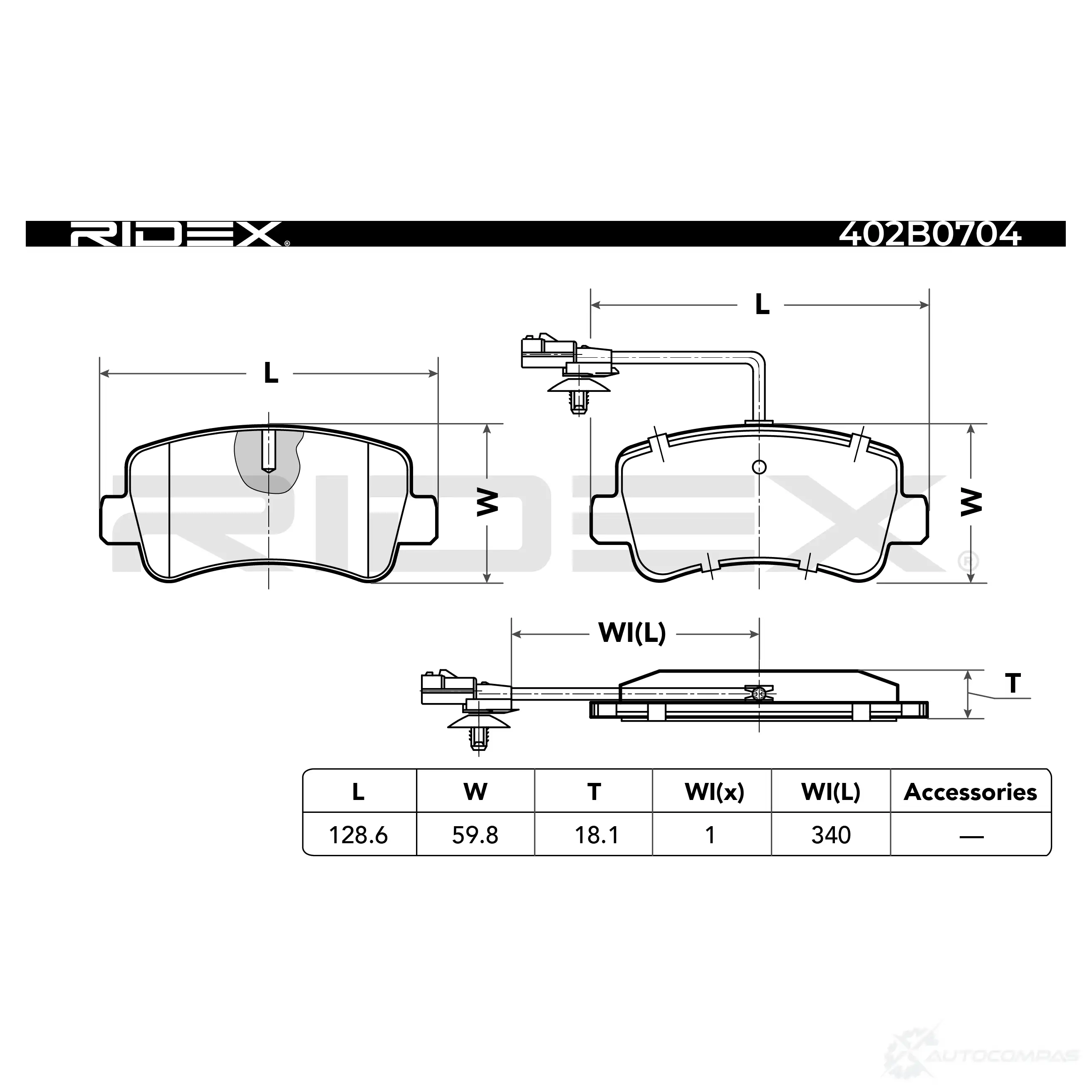 Тормозные колодки, комплект RIDEX 402b0704 4Q 0M2 1437658515 изображение 3