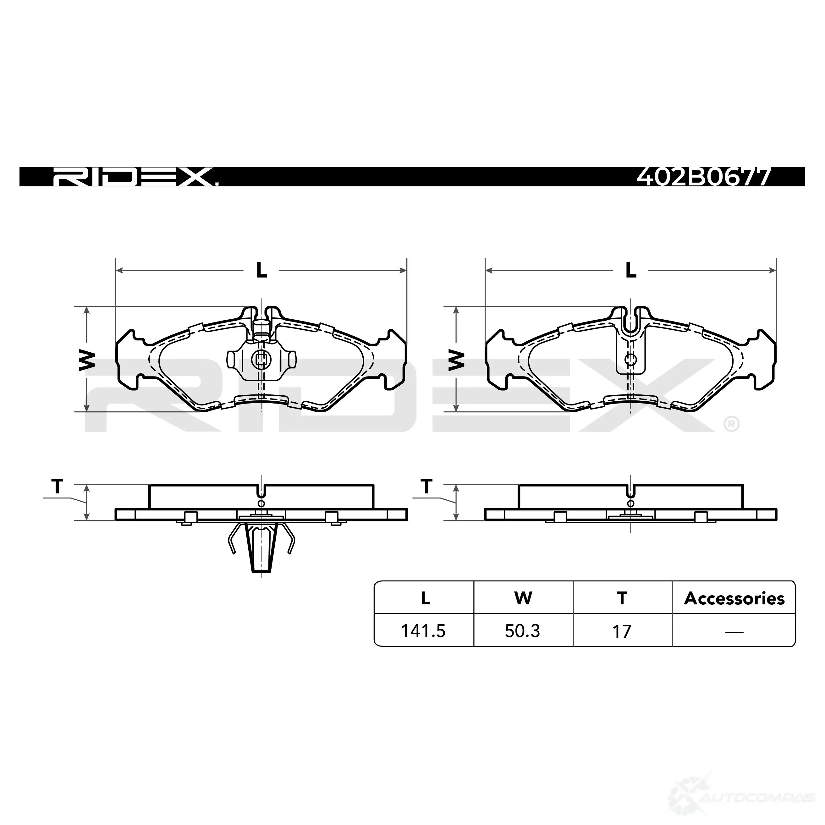 Тормозные колодки, комплект RIDEX K 13I1V 402b0677 1437652770 изображение 2