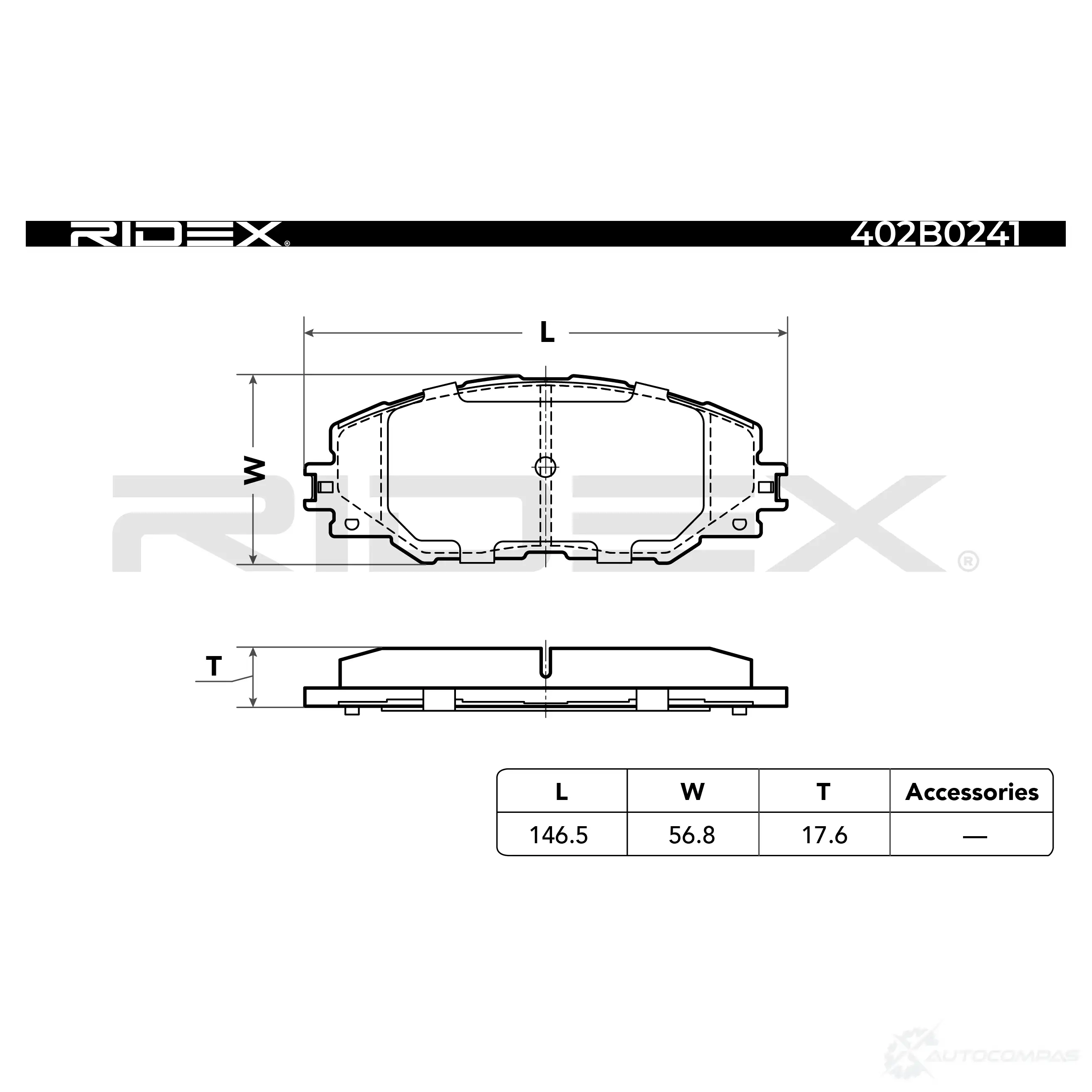 Тормозные колодки, комплект RIDEX 402b0241 4ZQRN ES 1437659781 изображение 4