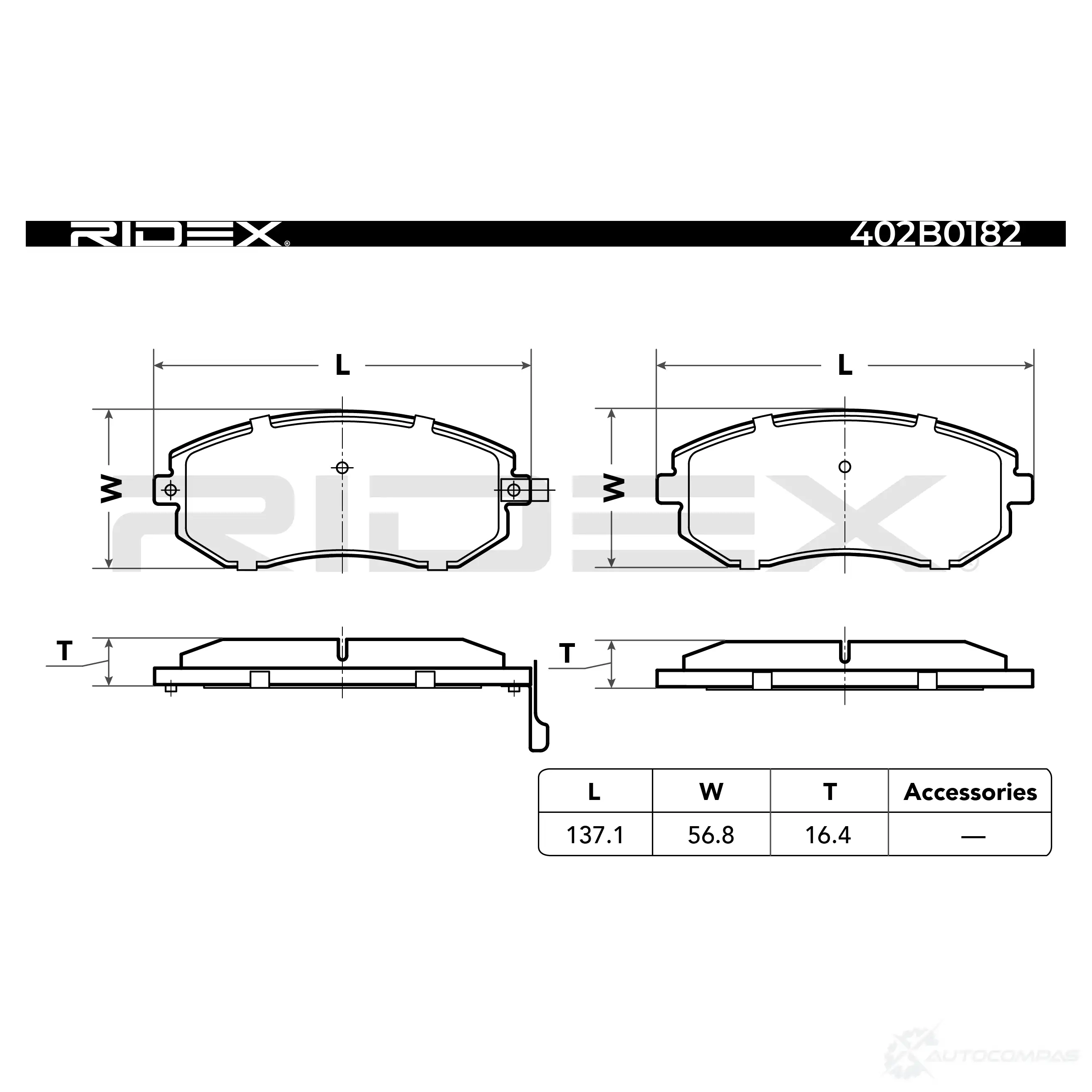 Тормозные колодки, комплект RIDEX B BULKX 1437659108 402b0182 изображение 4