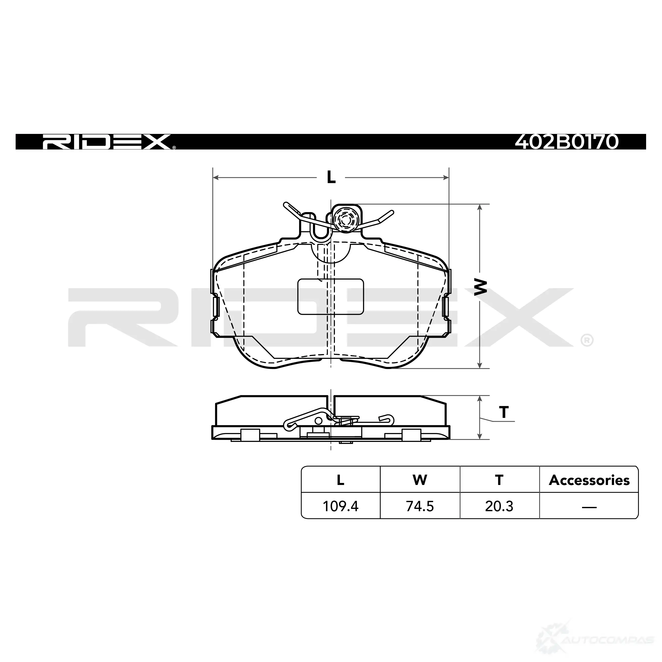 Тормозные колодки, комплект RIDEX 1437659556 8LZD 4 402b0170 изображение 5