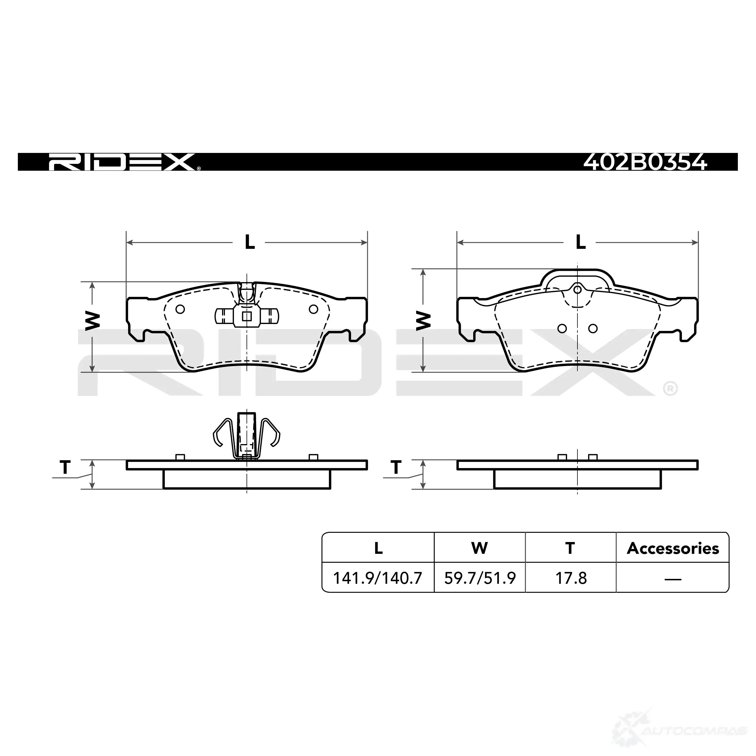 Тормозные колодки, комплект RIDEX H VS92V 402b0354 1437658889 изображение 4