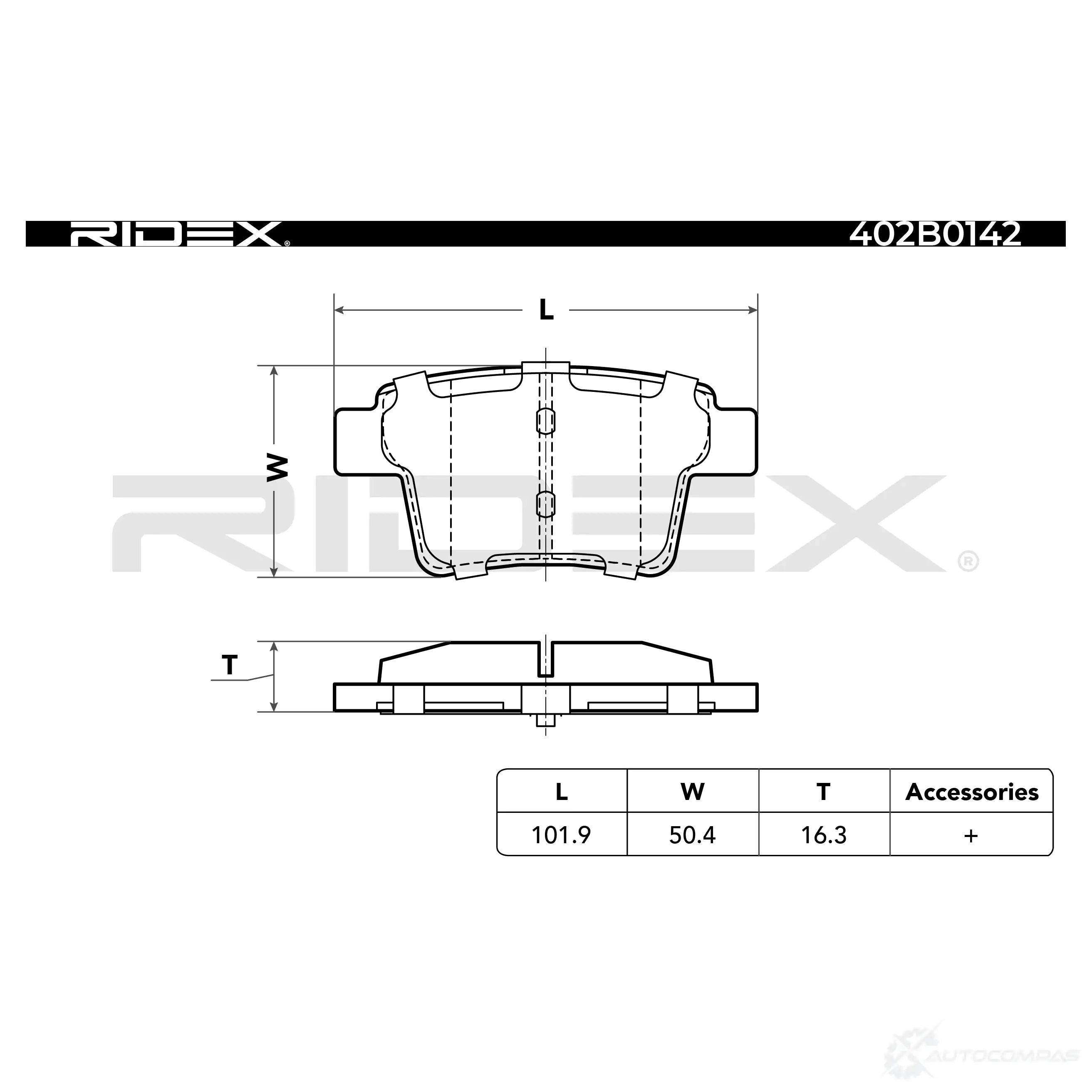 Тормозные колодки, комплект RIDEX 1437657635 A 9LDQ 402b0142 изображение 2