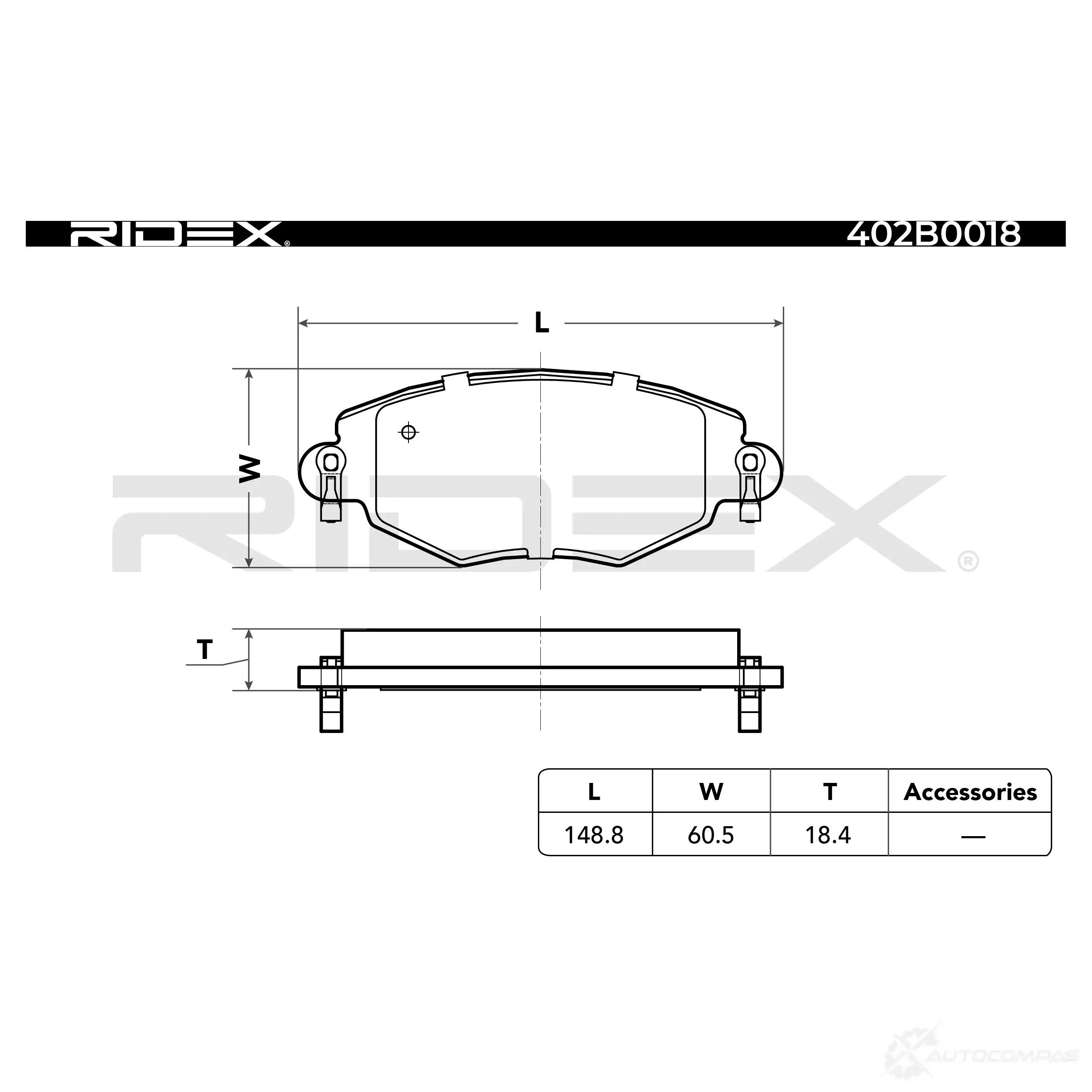 Тормозные колодки, комплект RIDEX 1437659553 9Y WXNEX 402b0018 изображение 4