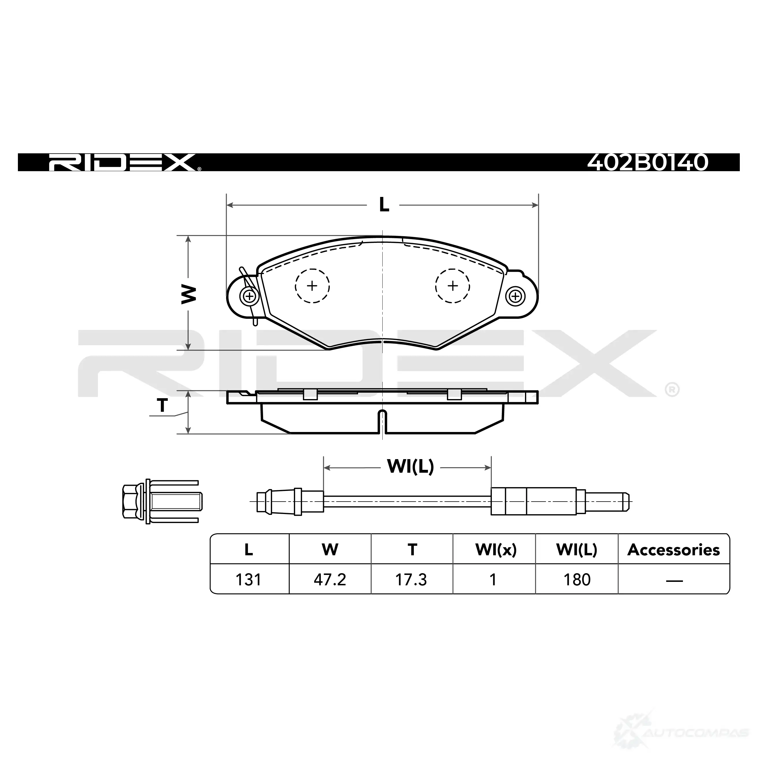 Тормозные колодки, комплект RIDEX CJ 7G1E 1437657579 402b0140 изображение 5
