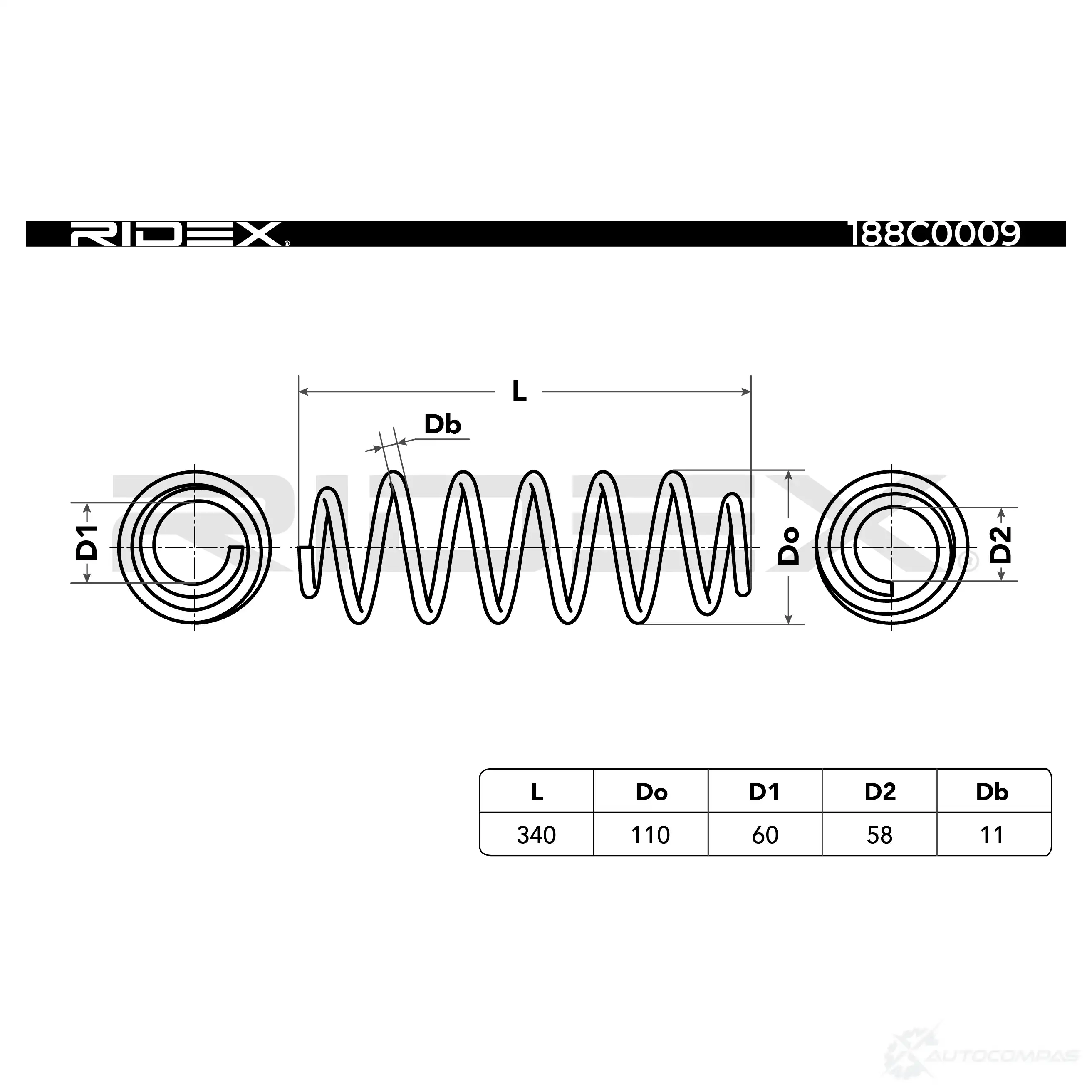 Пружина RIDEX GL8DV T 1437702309 188c0009 изображение 1