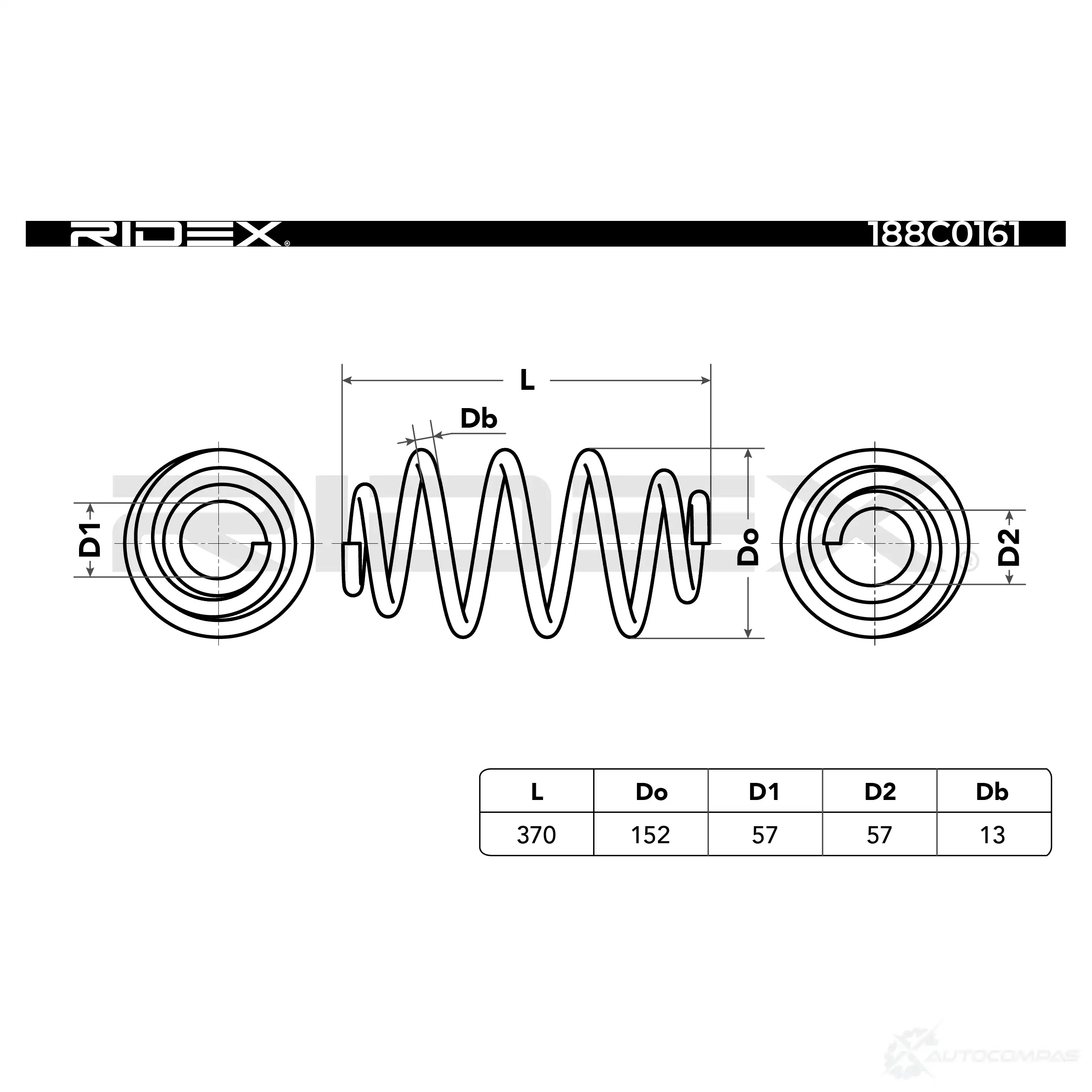 Пружина RIDEX L3 3M0 1437703094 188c0161 изображение 3