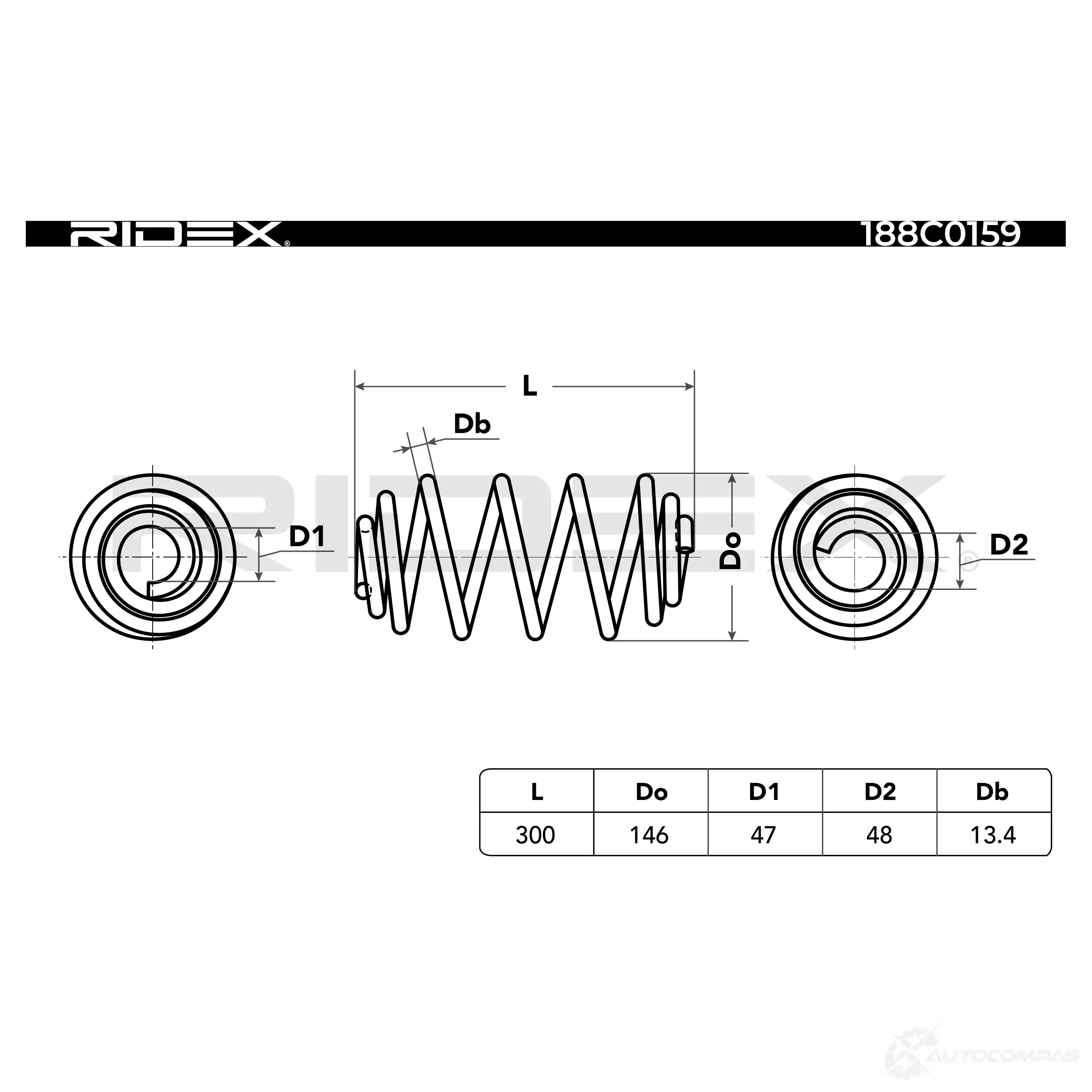 Пружина RIDEX 66ZA 5HZ 1437703639 188c0159 изображение 3