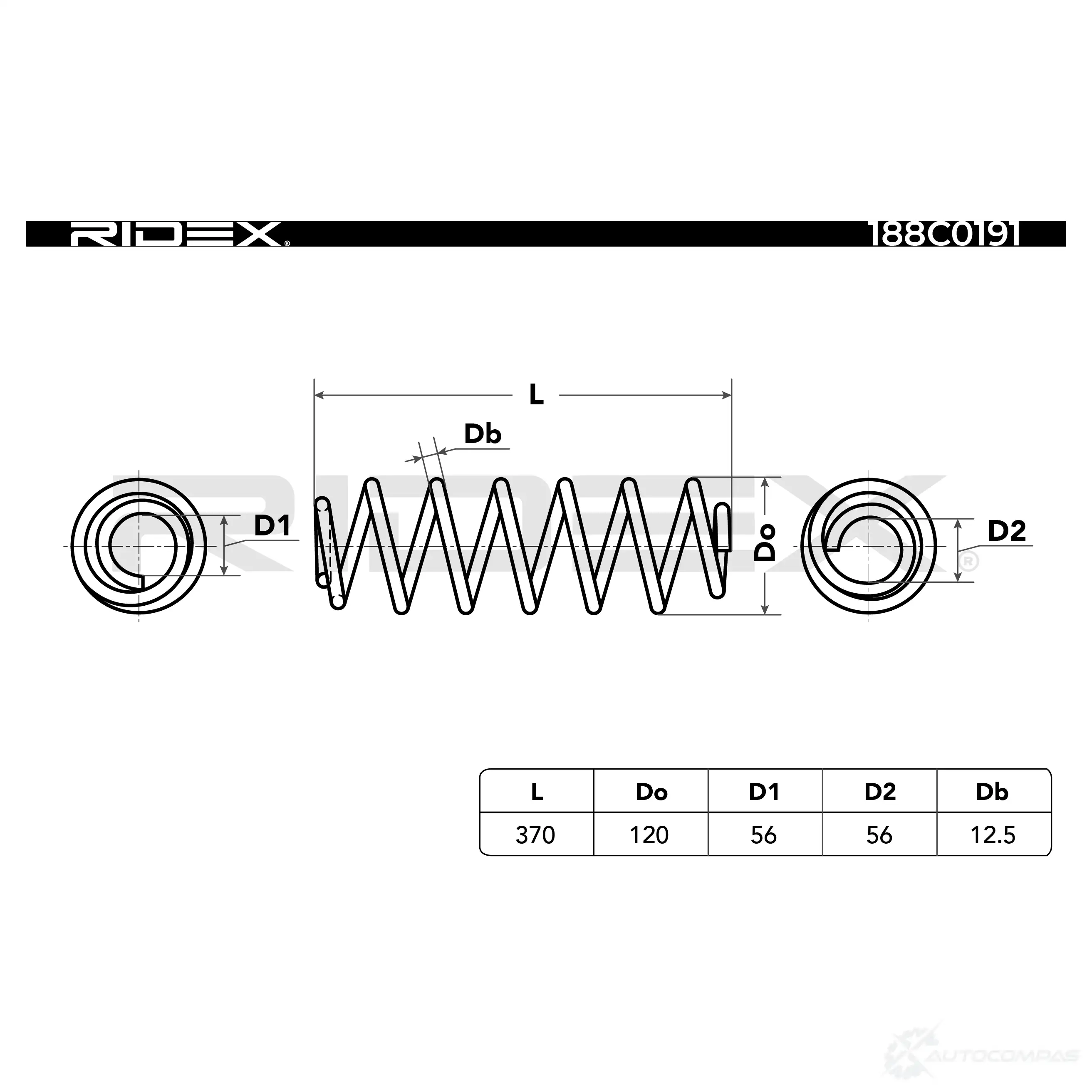 Пружина RIDEX 1437670839 OPT F6JW 188c0191 изображение 3