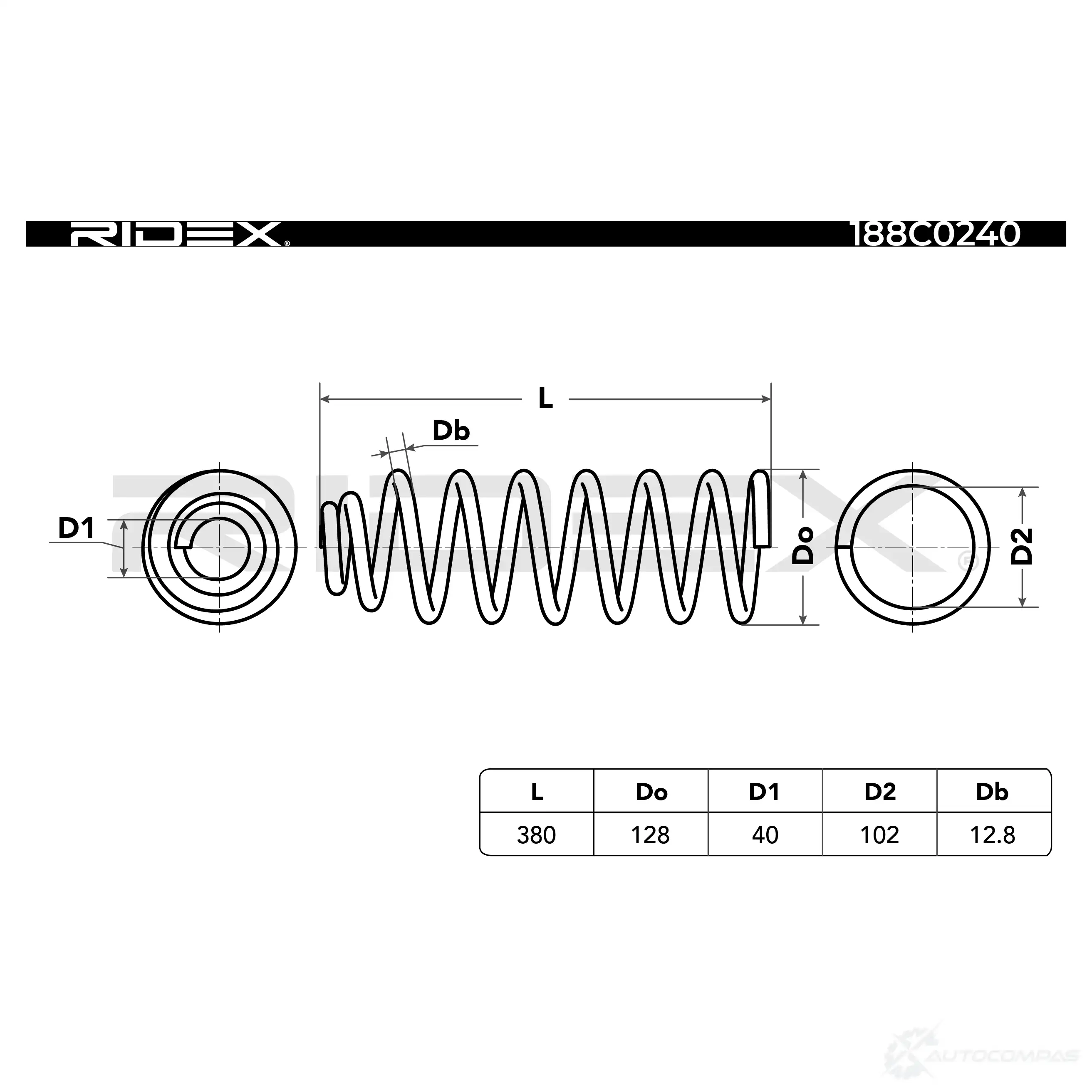 Пружина RIDEX 1437704132 4GJI1 S 188c0240 изображение 4