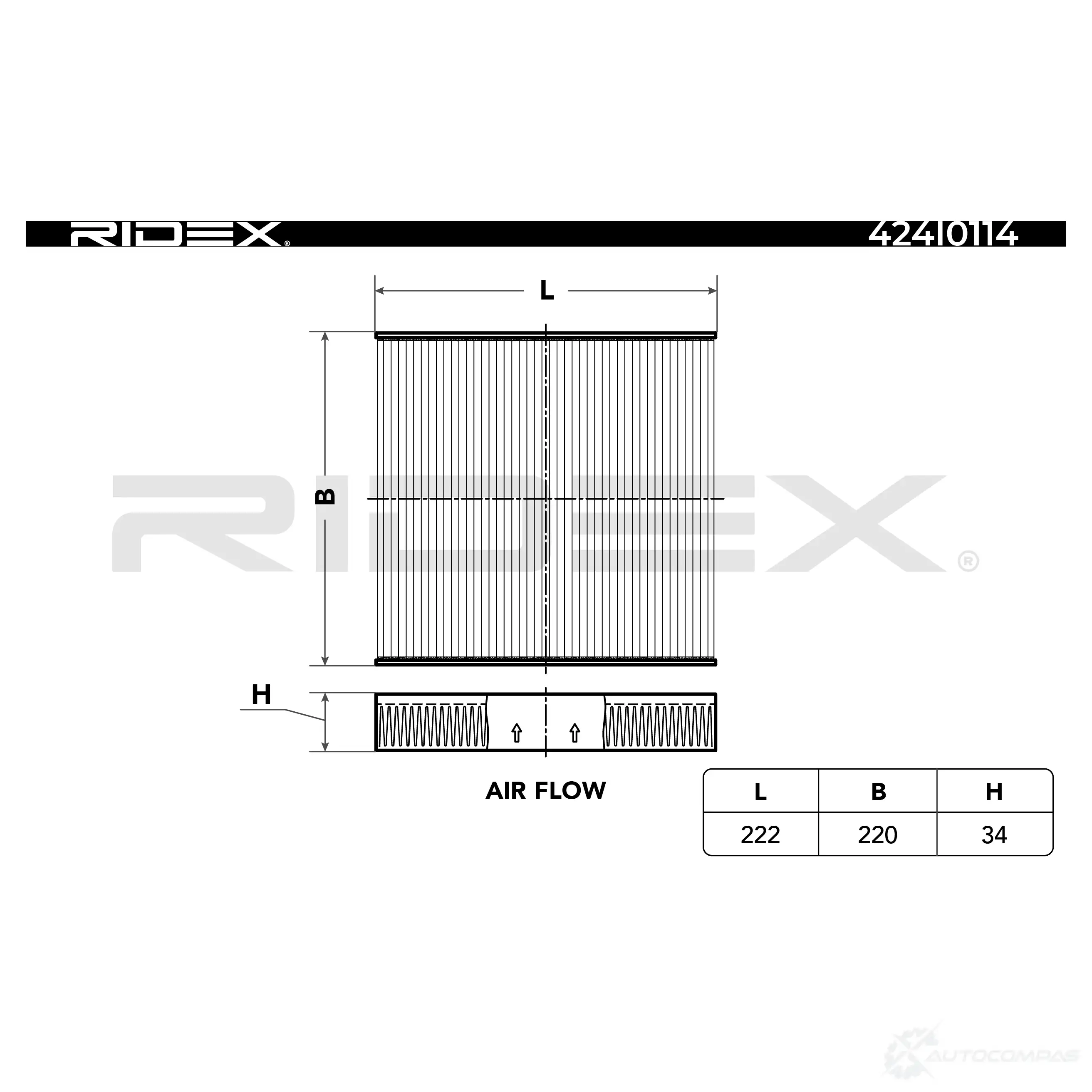 Салонный фильтр RIDEX 424i0114 7ZMM RB 1437648696 изображение 0