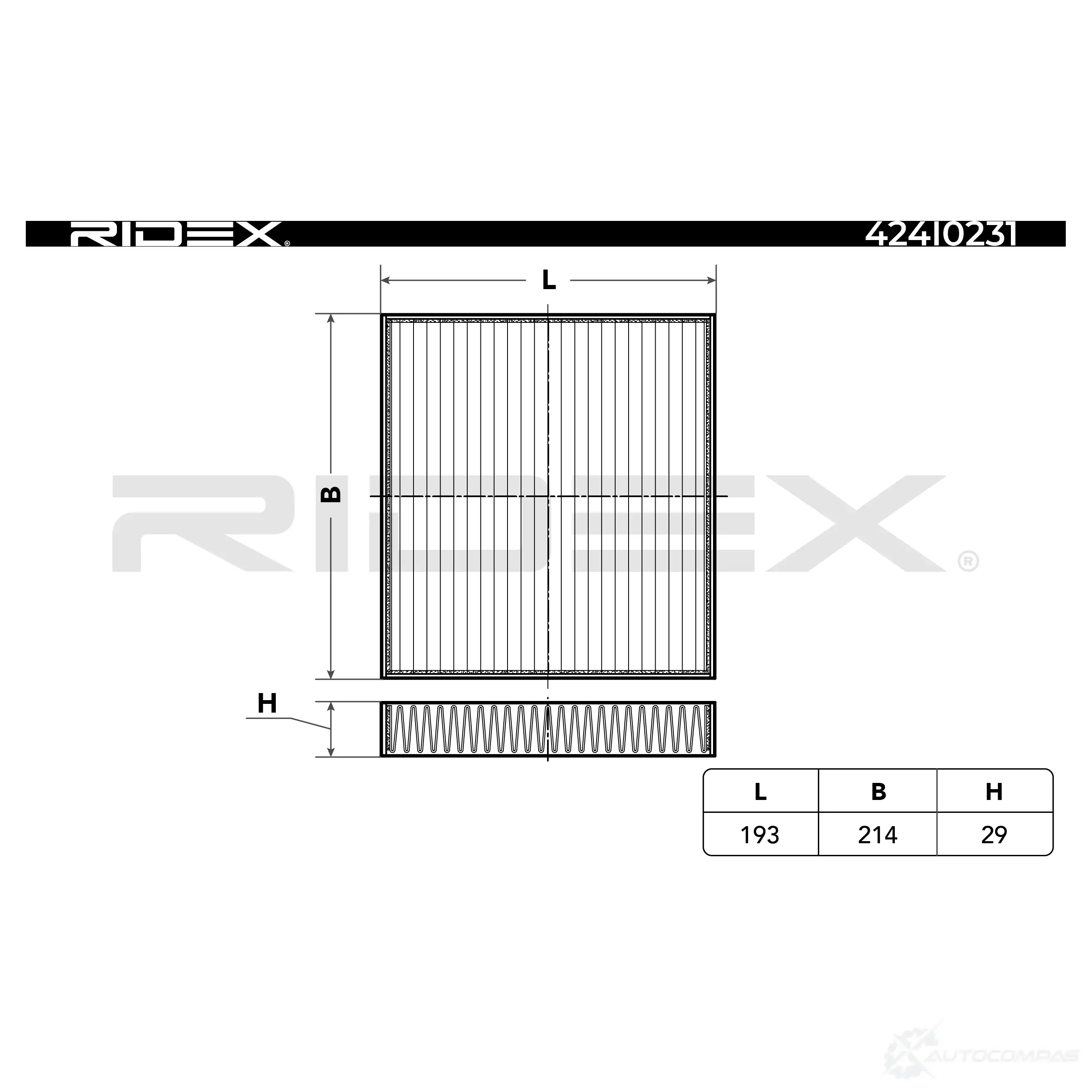 Салонный фильтр RIDEX B N1F3 424i0231 1437649100 изображение 1