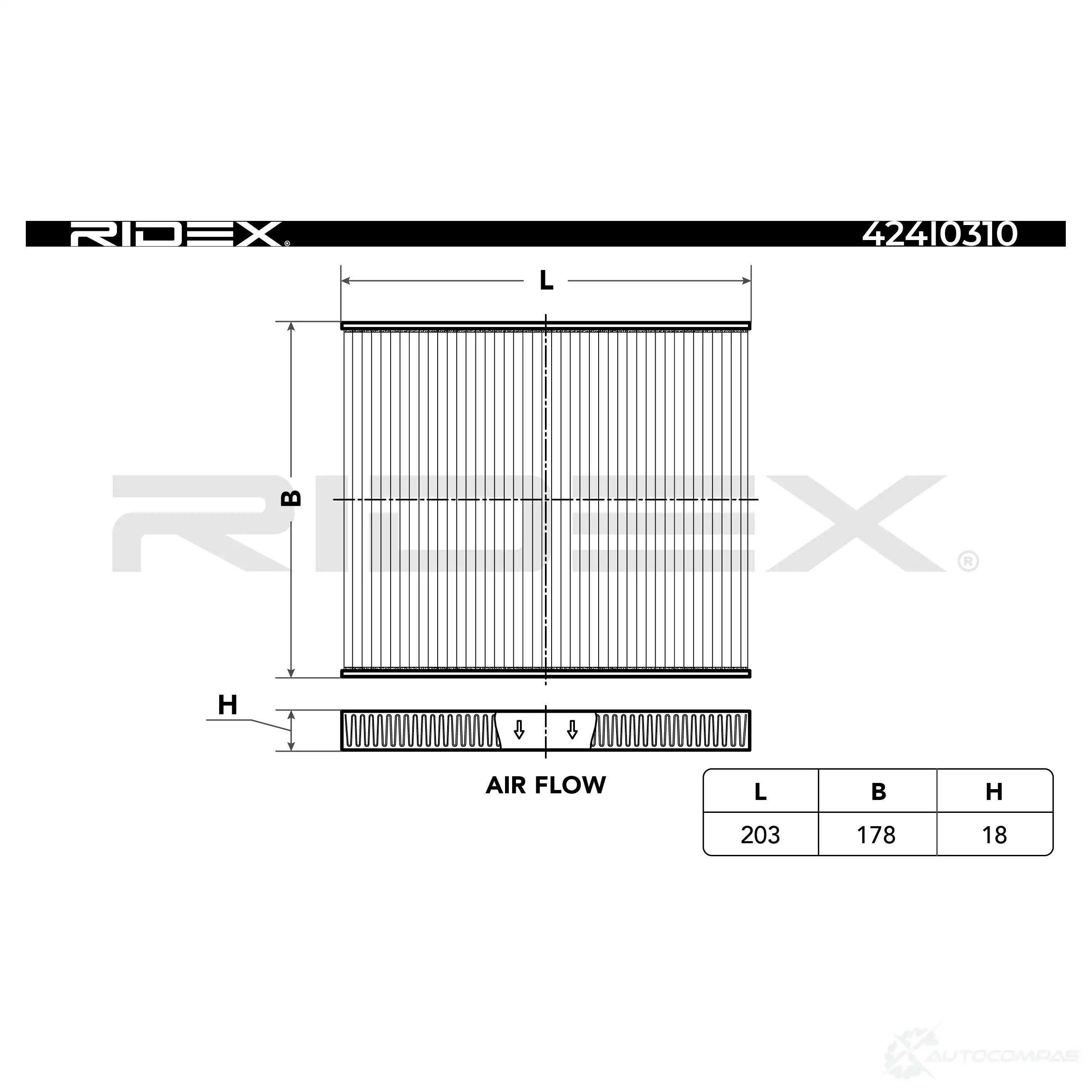 Салонный фильтр RIDEX 1437648965 DE FYDL 424i0310 - Изображение 1