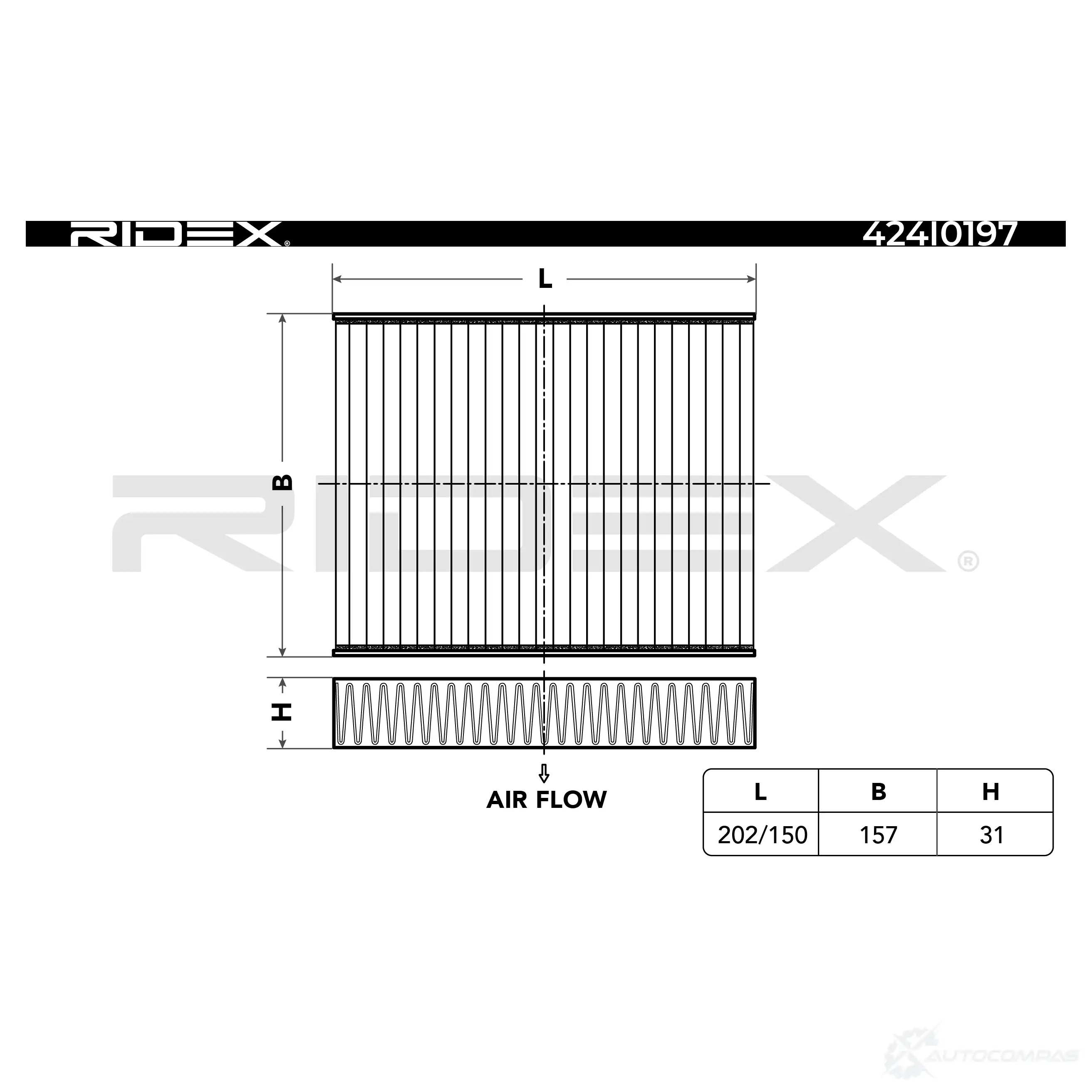 Салонный фильтр RIDEX 1437658348 424i0197 4Q UH4 изображение 2