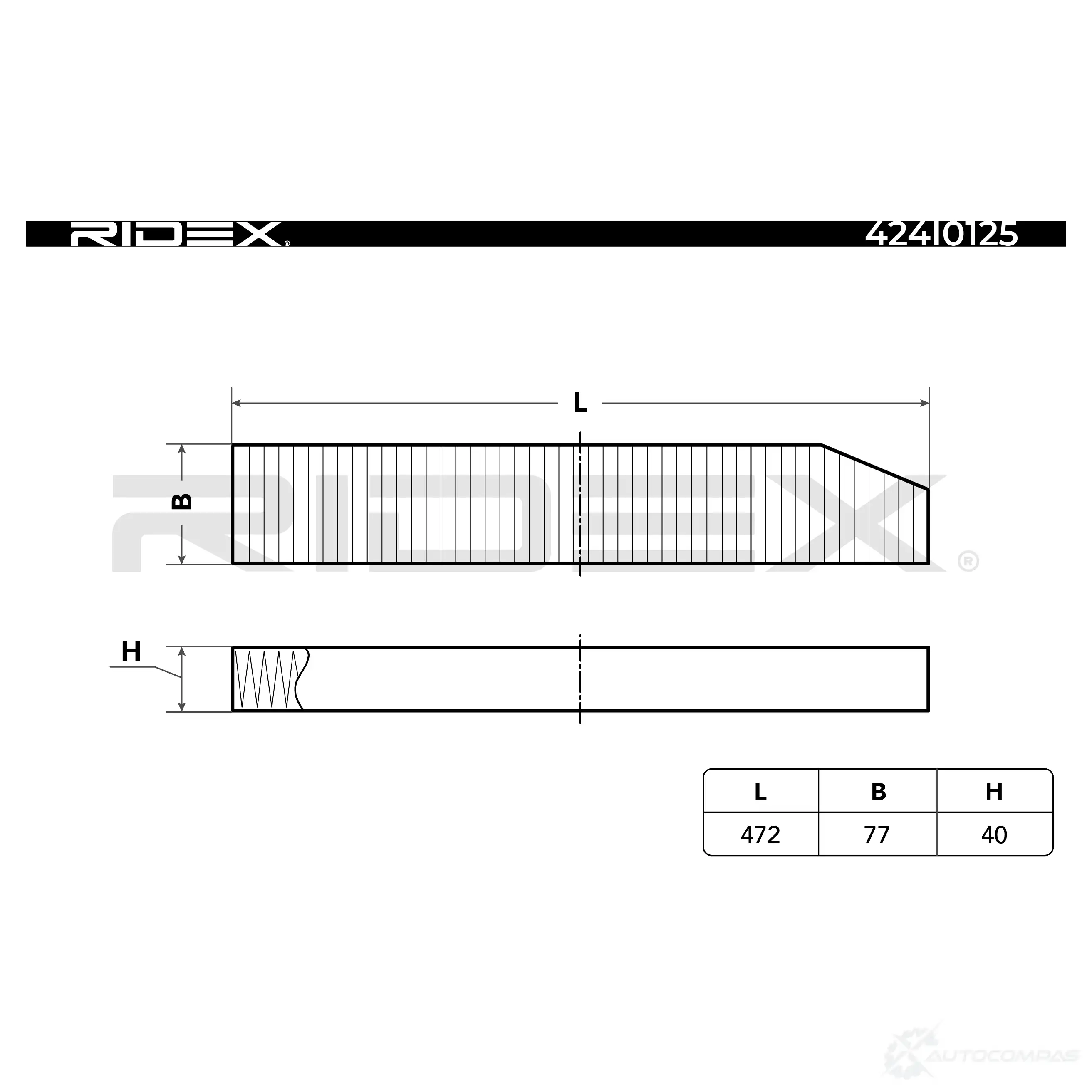 Салонный фильтр RIDEX 424i0125 1437657810 AKX 26D изображение 0