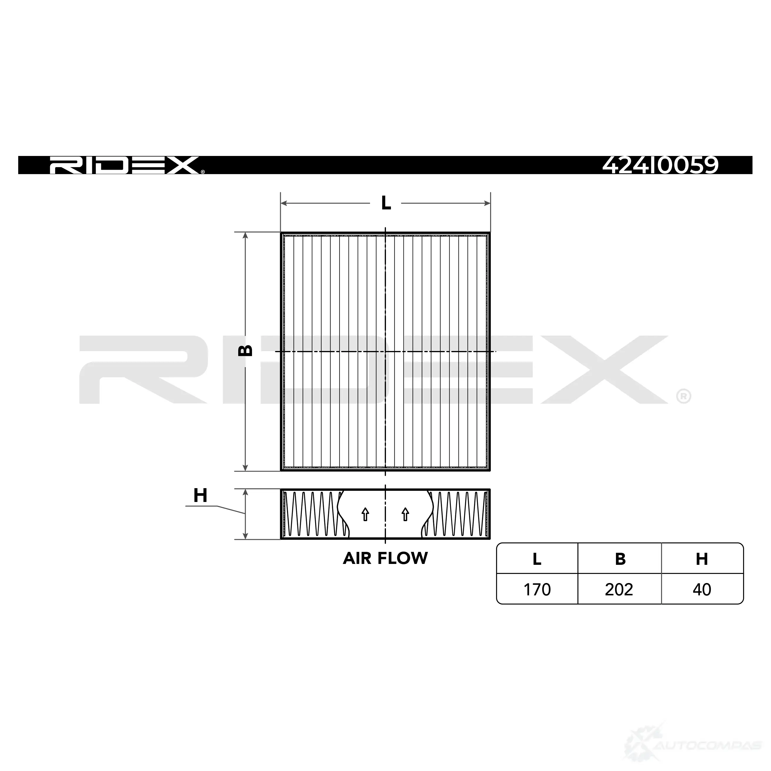 Салонный фильтр RIDEX 4 I9CKX7 424i0059 1437649605 - Изображение 1