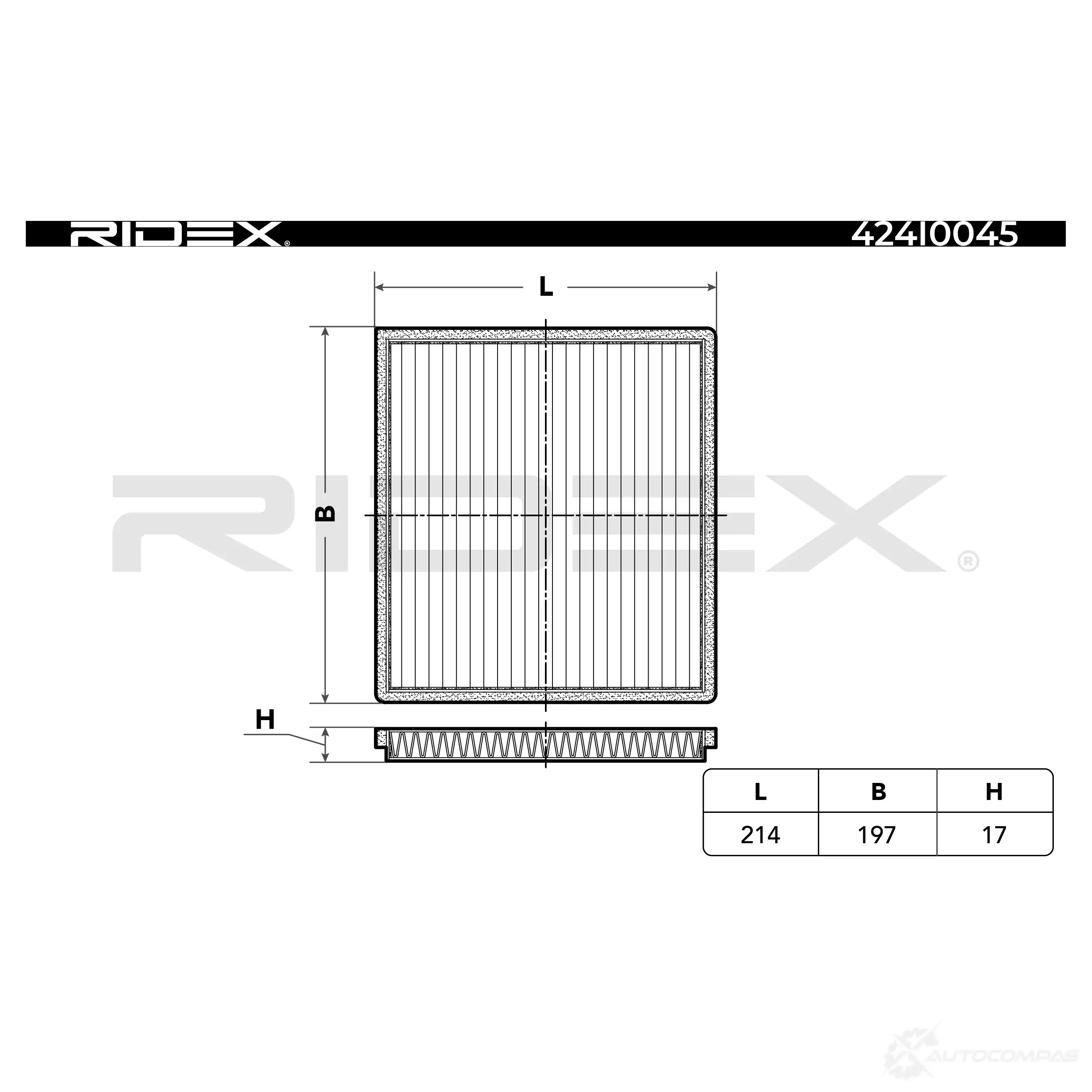 Салонный фильтр RIDEX FJP R0 424i0045 1437649121 - Изображение 1