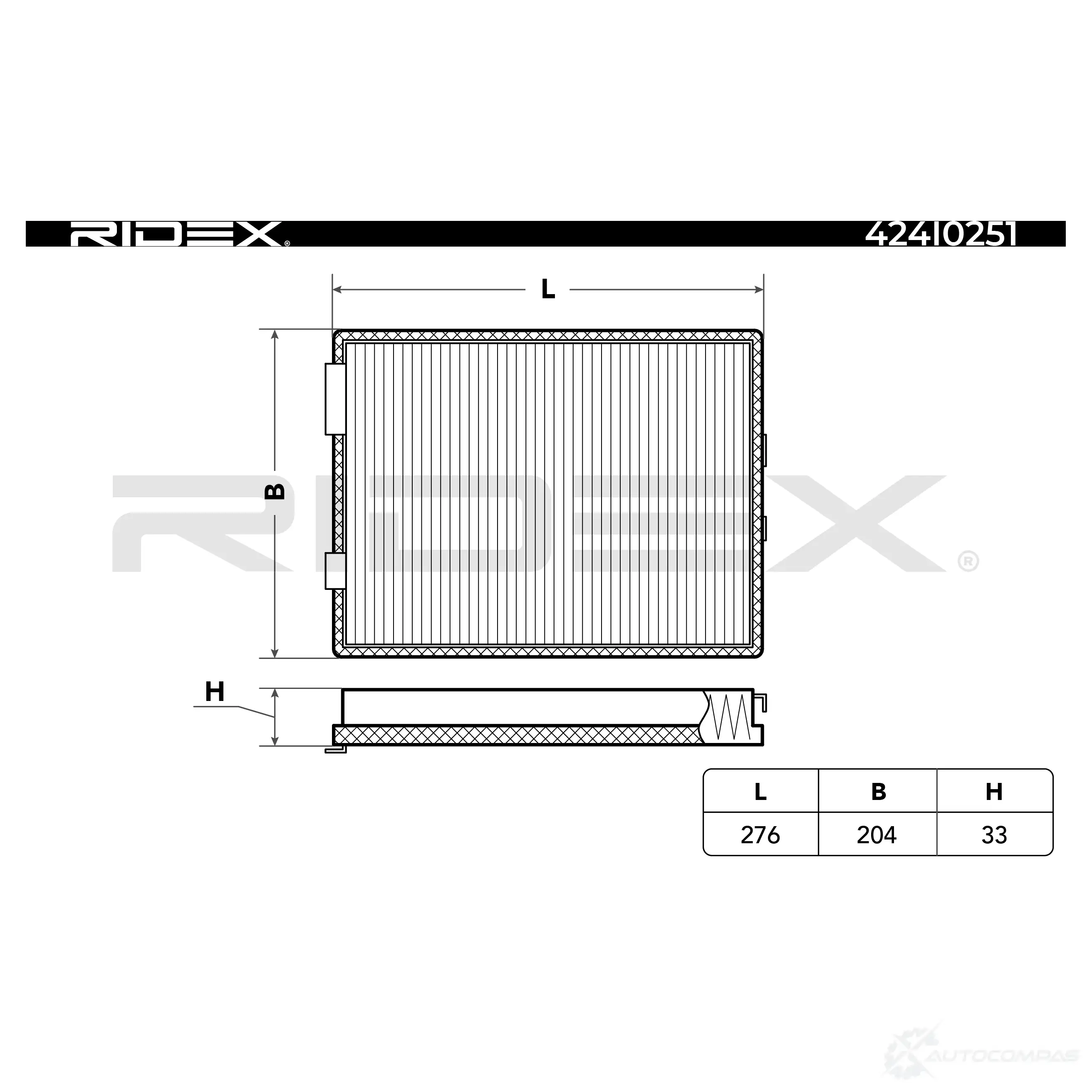 Салонный фильтр RIDEX R0ED LK 1437652290 424i0251 изображение 0