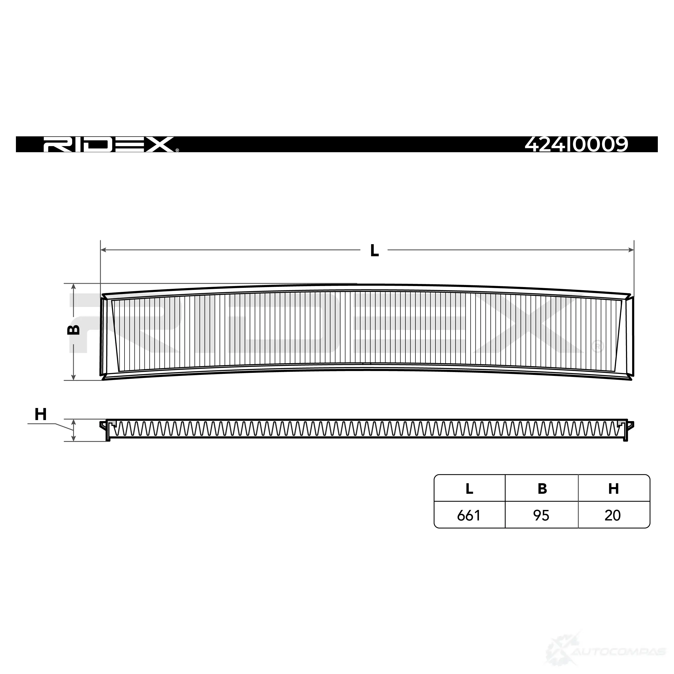 Салонный фильтр RIDEX G 7U10W 424i0009 1437652276 изображение 1