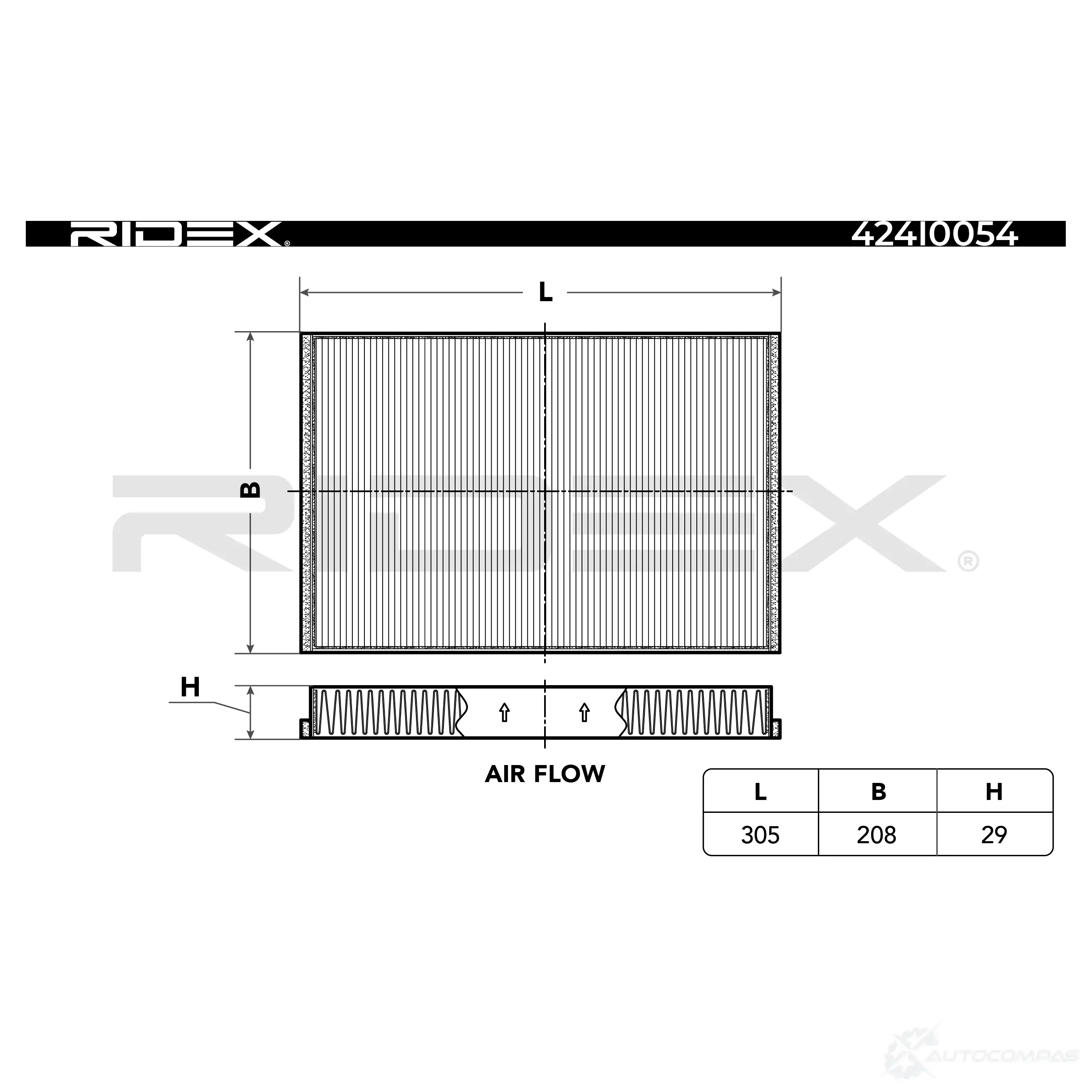 Салонный фильтр RIDEX 1437649615 LOKL H9 424i0054 изображение 0