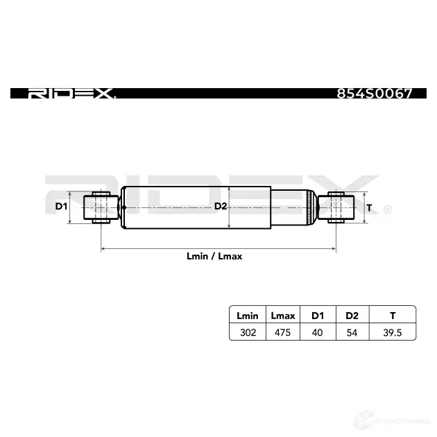 Амортизатор RIDEX 1437743152 854s0067 976U 04X изображение 1