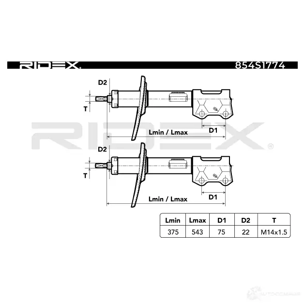 Амортизатор RIDEX 1437735232 0DNO4 1C 854s1774 изображение 4