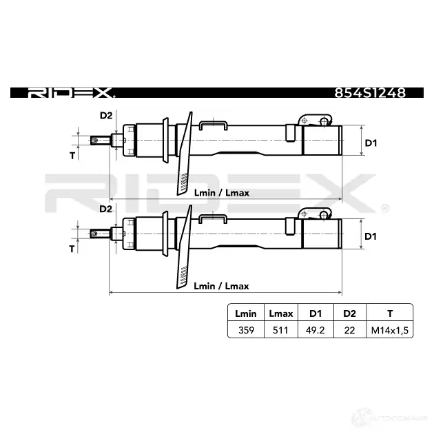 Амортизатор RIDEX 1437742243 V HUZY 854s1248 изображение 3