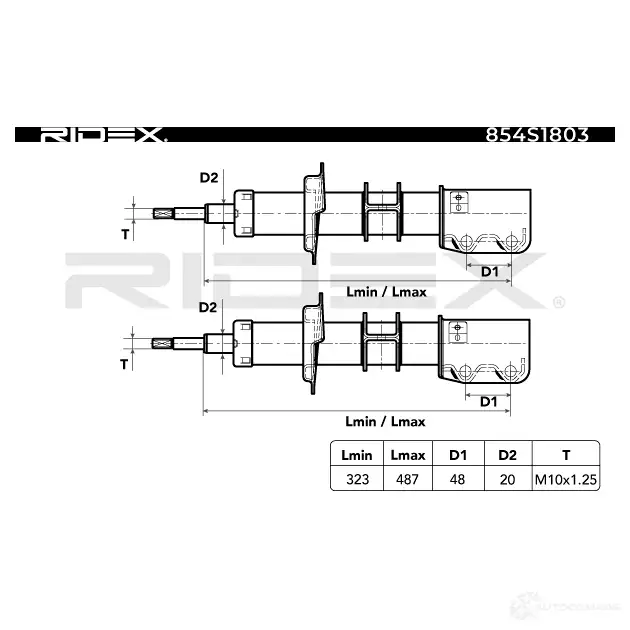 Амортизатор RIDEX 854s1803 1437742794 8J VX4 изображение 4