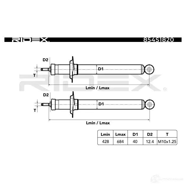 Амортизатор RIDEX 1437742000 VF AFKZA 854s1820 изображение 3