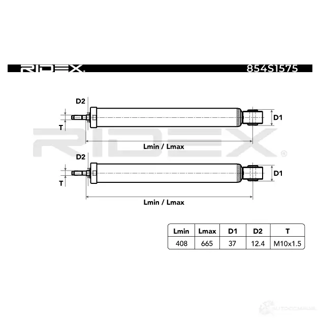 Амортизатор RIDEX LON 4J1 1437741885 854s1575 изображение 4