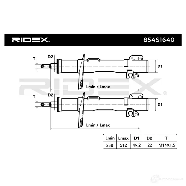 Амортизатор RIDEX Q4XHL J 1437741987 854s1640 изображение 3